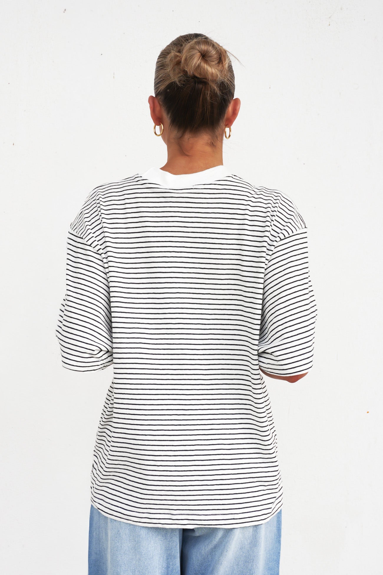 Kya Oversized Stripe Tee Black