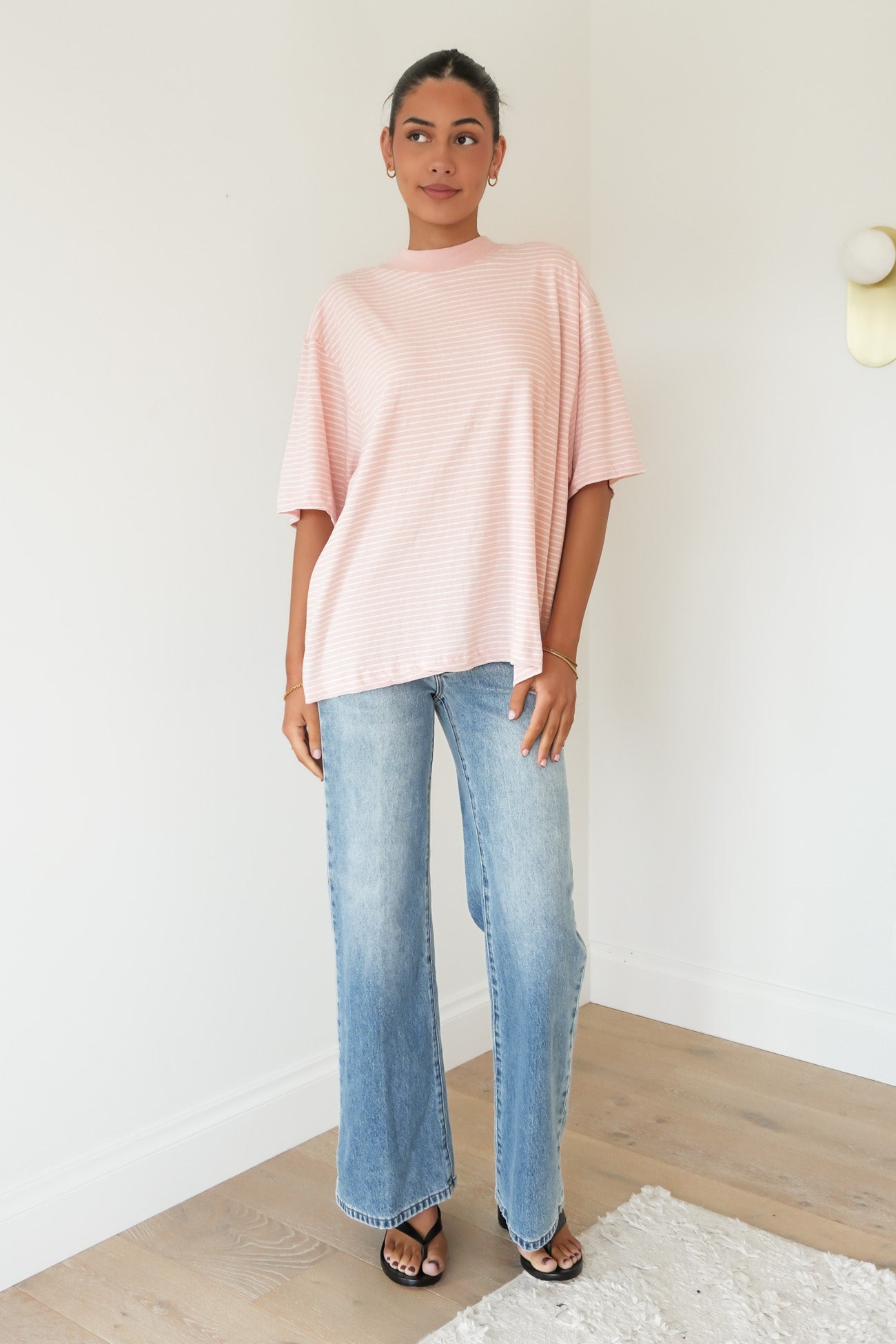 Kya Oversized Stripe Tee Pale Pink