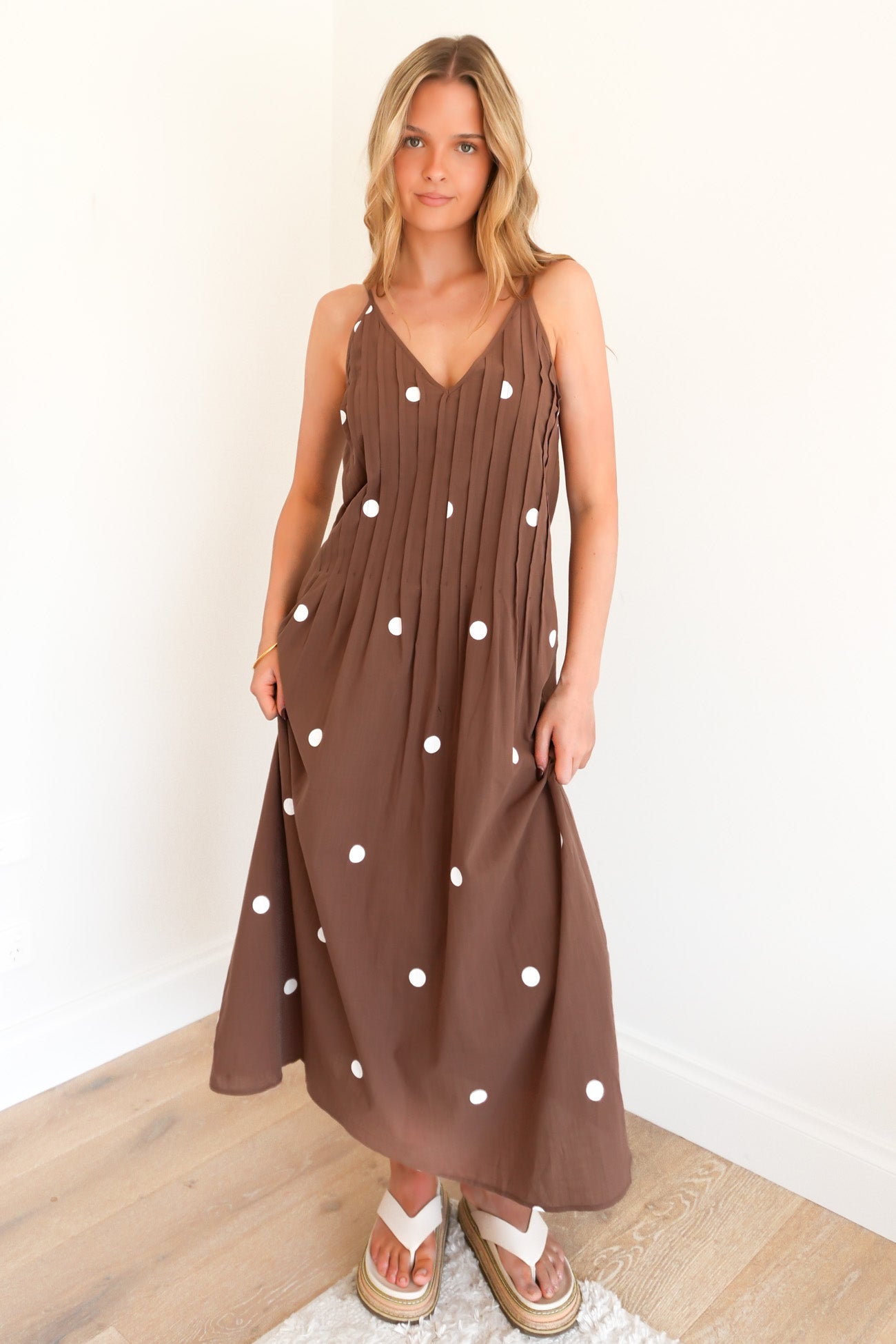 Kyanne Maxi Dress Chocolate Polka Dot