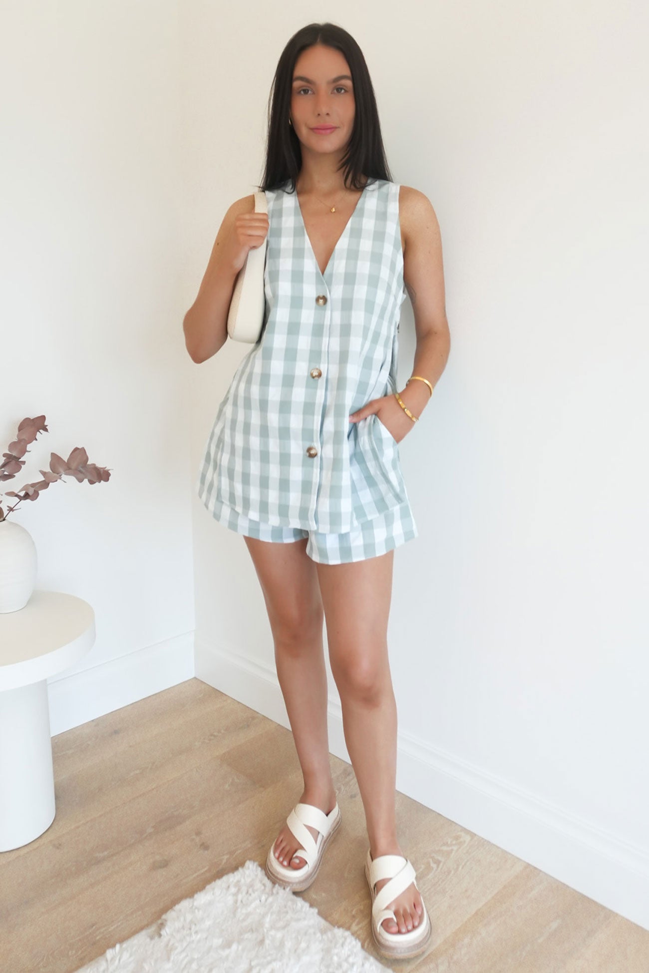 Kylae Set Sage Gingham