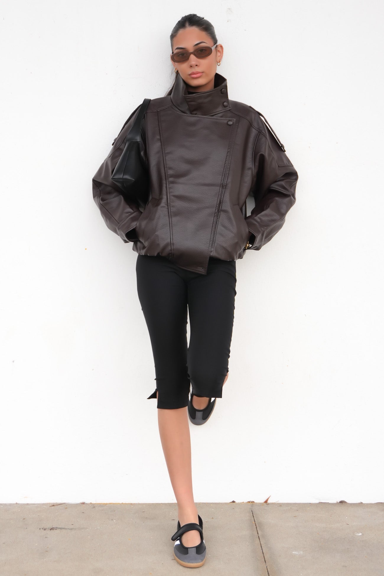 Kylea Pleather Jacket Chocolate
