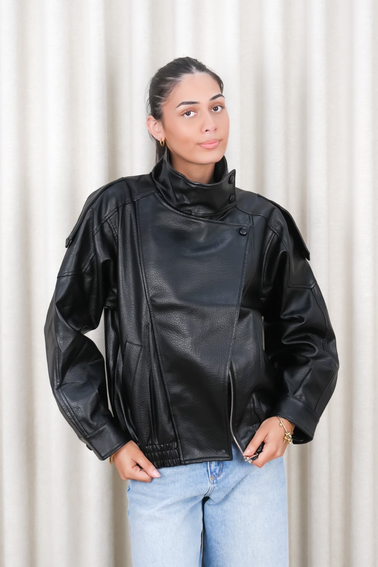 Kylea Pleather Jacket Black