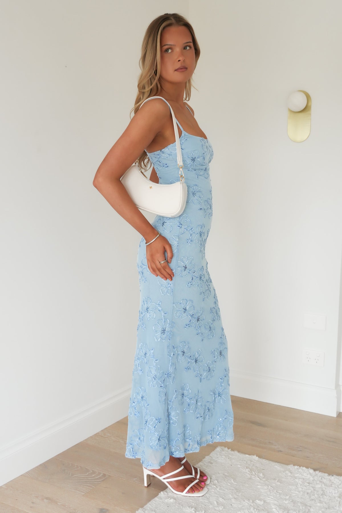 Kym Sequin Maxi Dress Blue