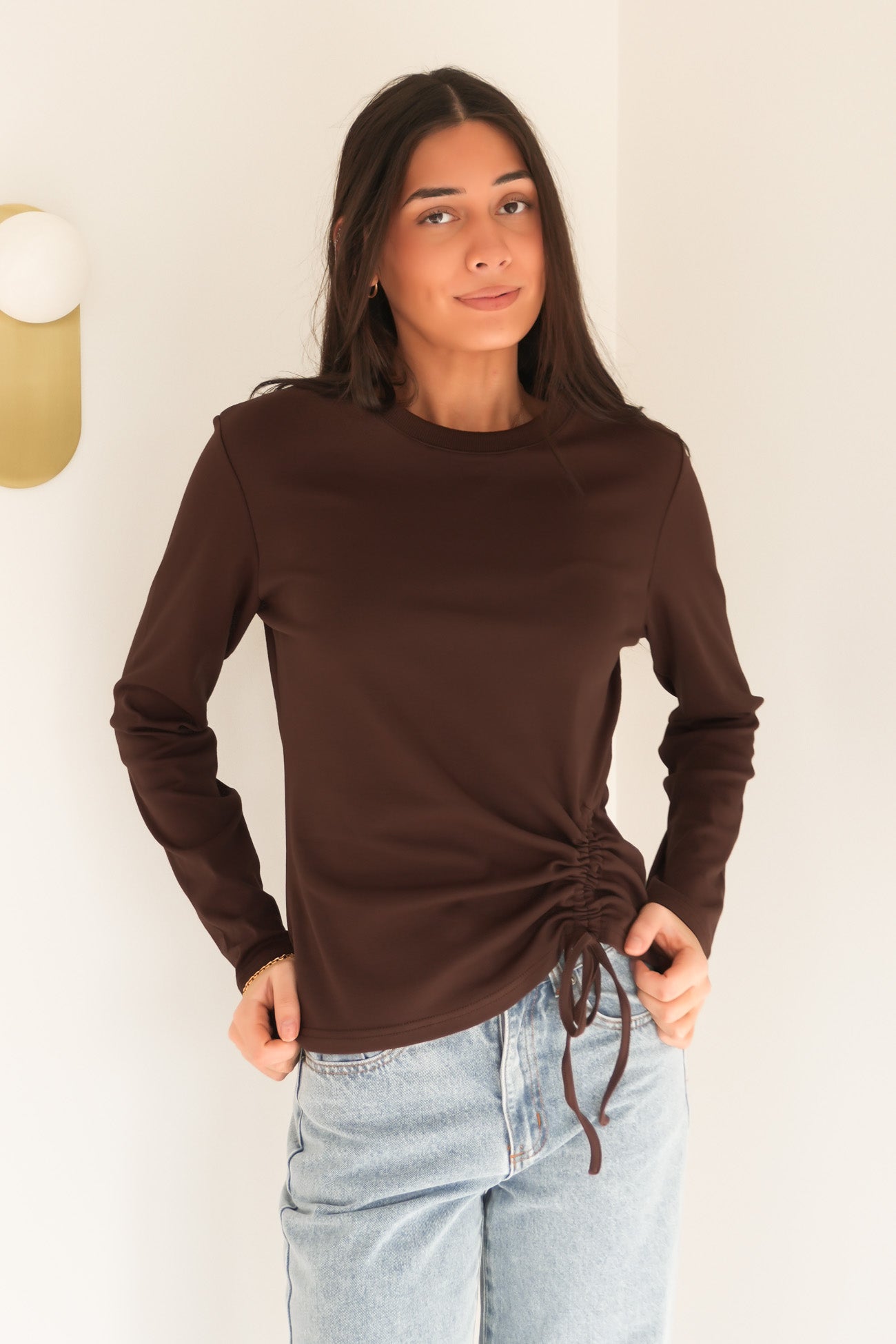 Lara Long Sleeve Top Chocolate