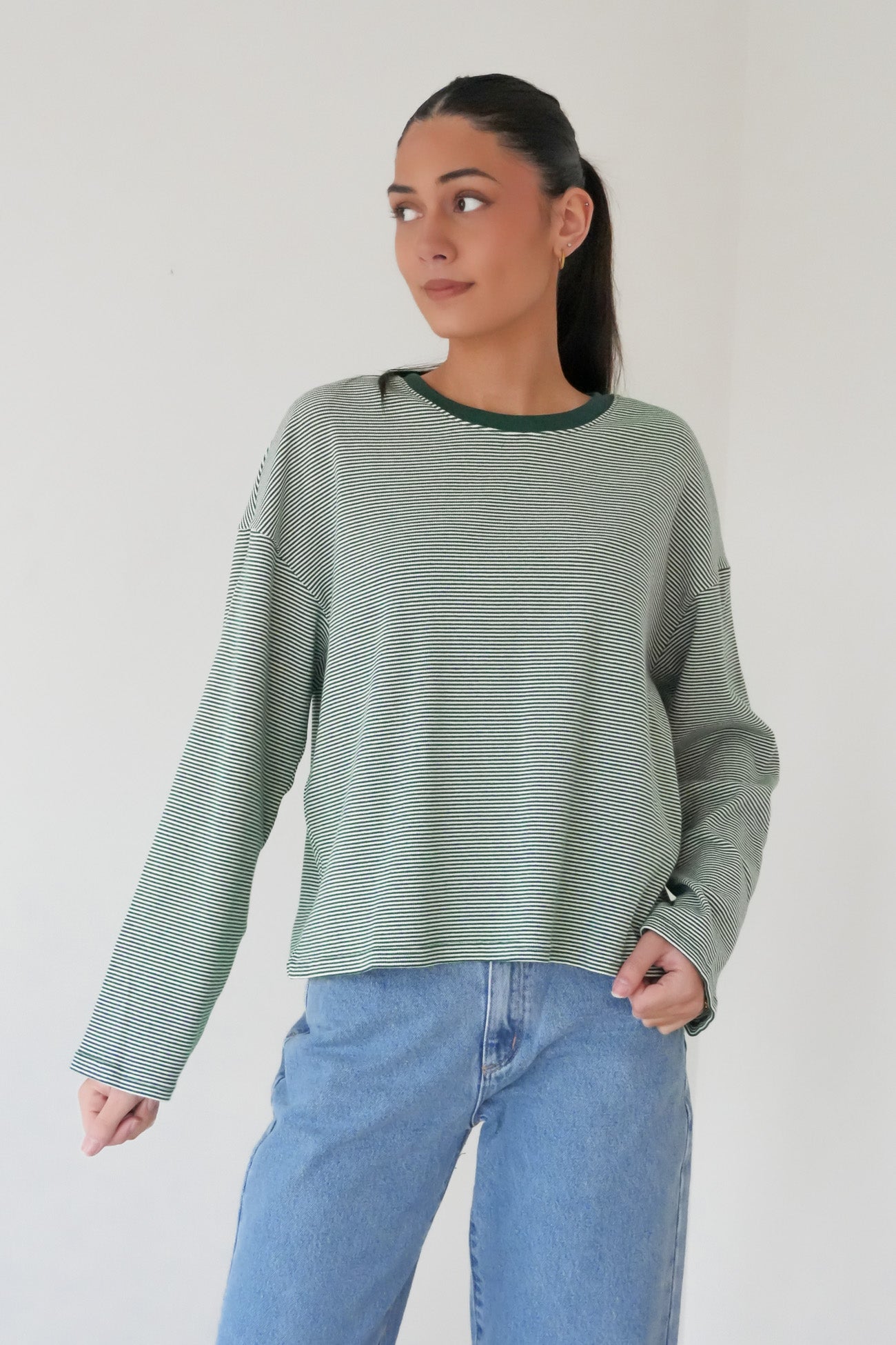 Lexi Stripe Long Sleeve Top Pine