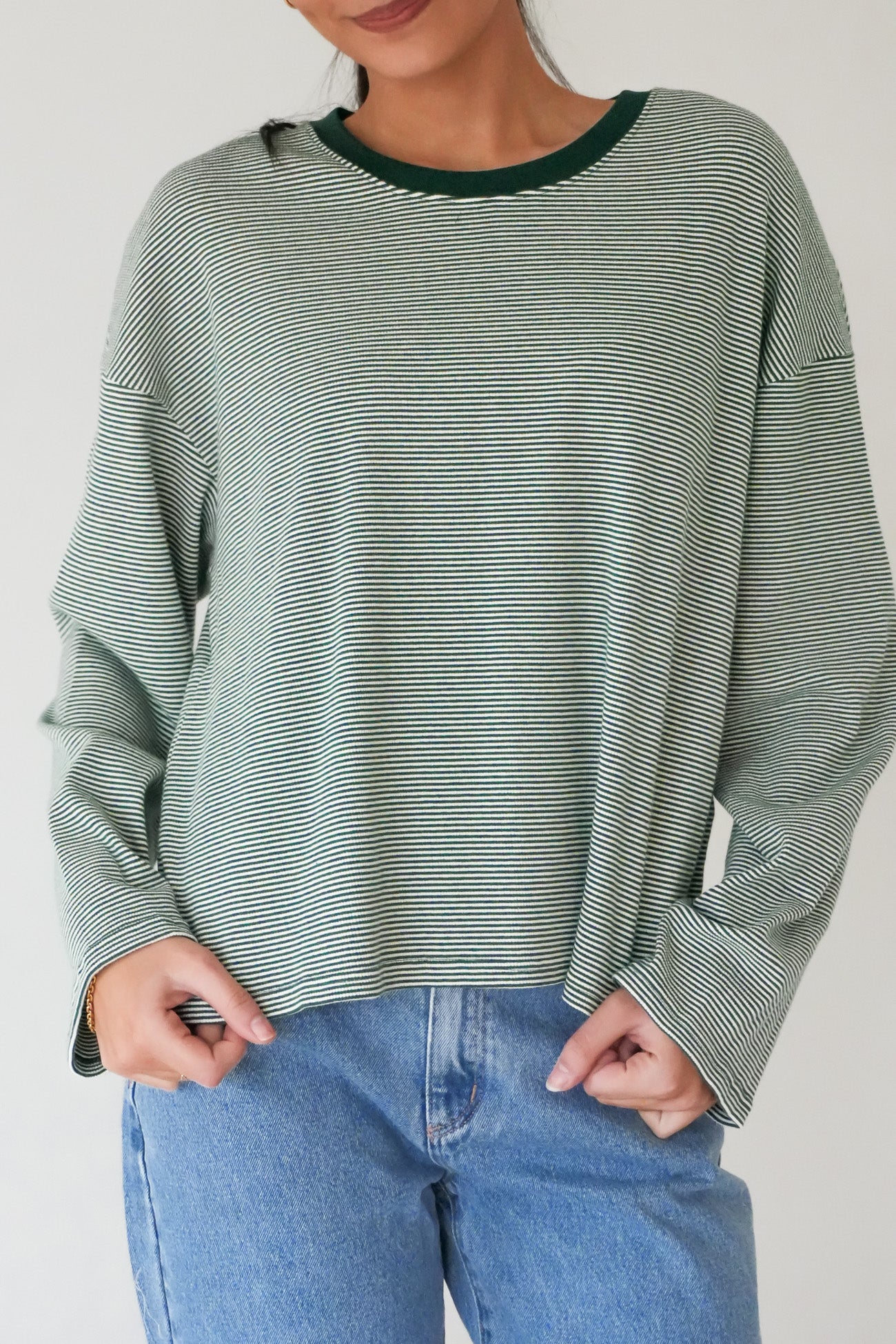 Lexi Stripe Long Sleeve Top Pine