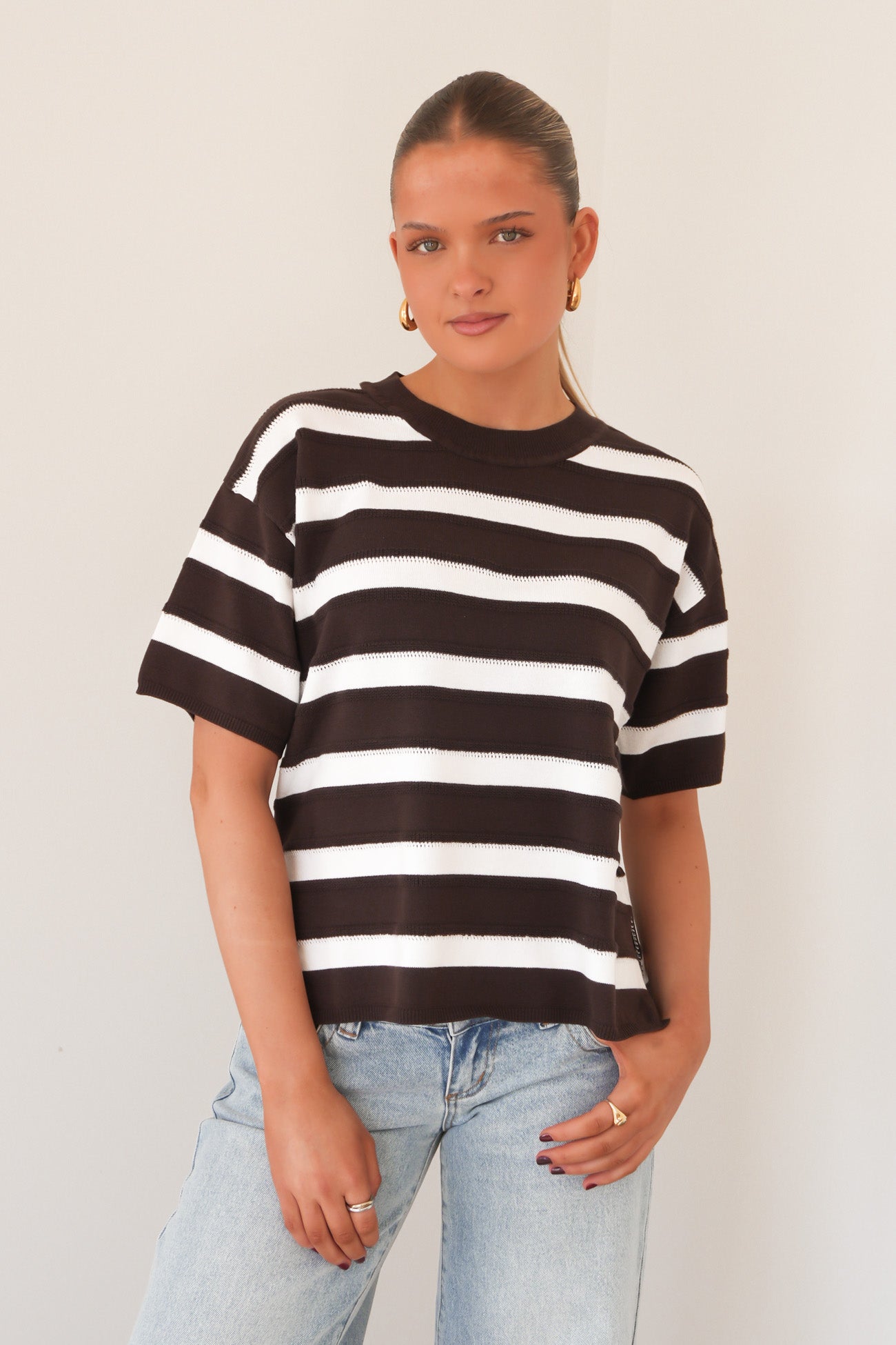 Libby Boxy Top Chocolate Stripe