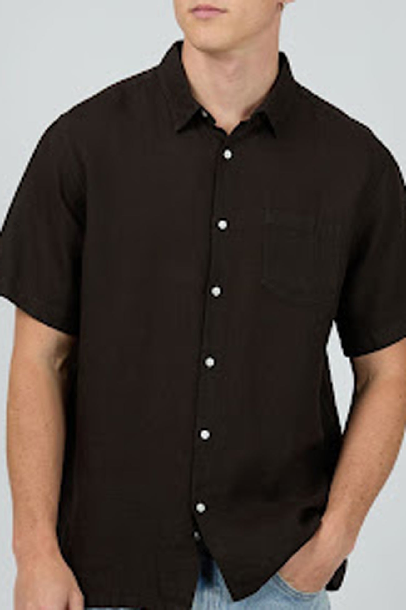 Linen Short Sleeve Shirt Black