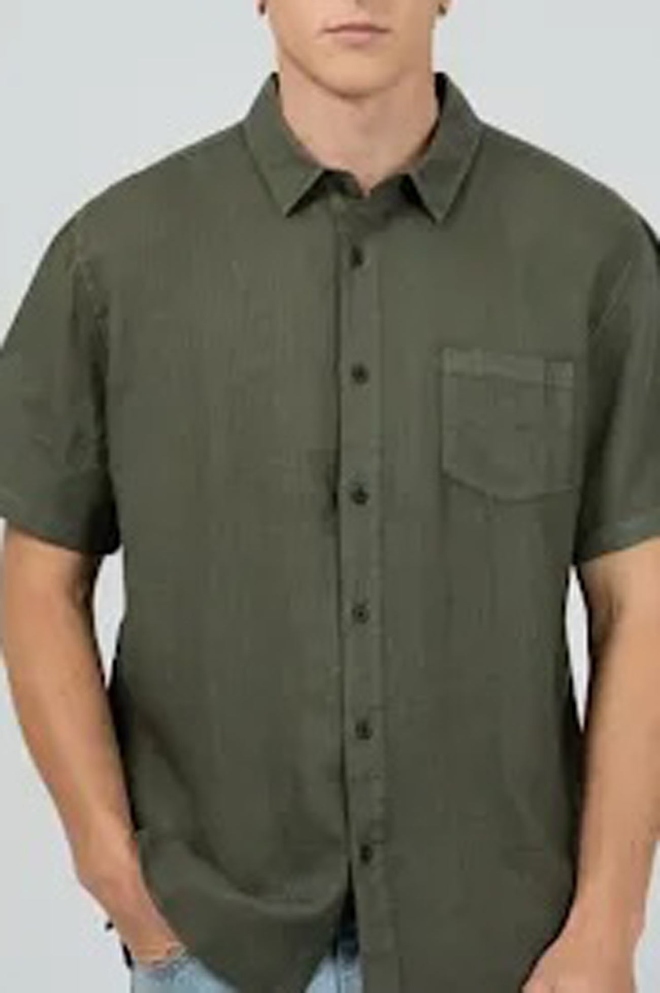 Linen Short Sleeve Shirt Olive