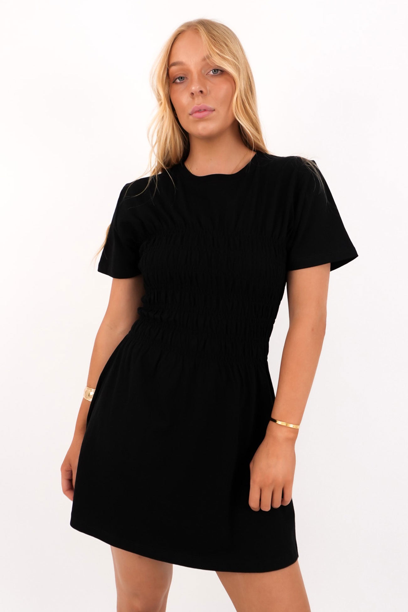 Lipa Ruched Mini Dress Black