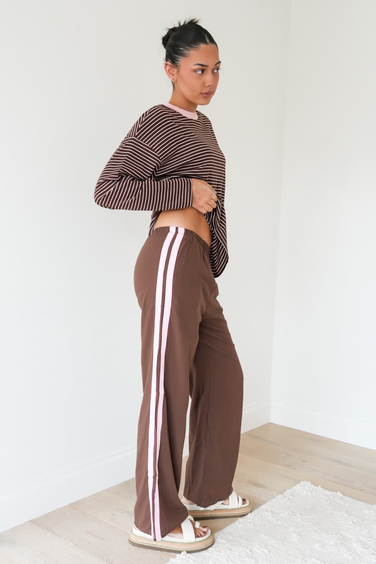 Loren Set Pink Chocolate Stripe