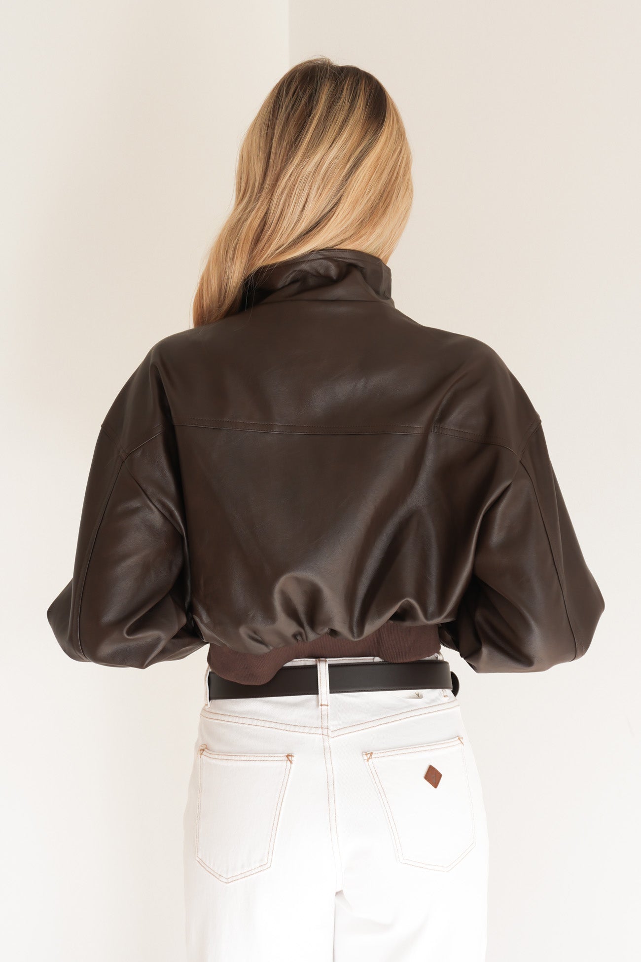 Lottie Pleather Jacket Brown
