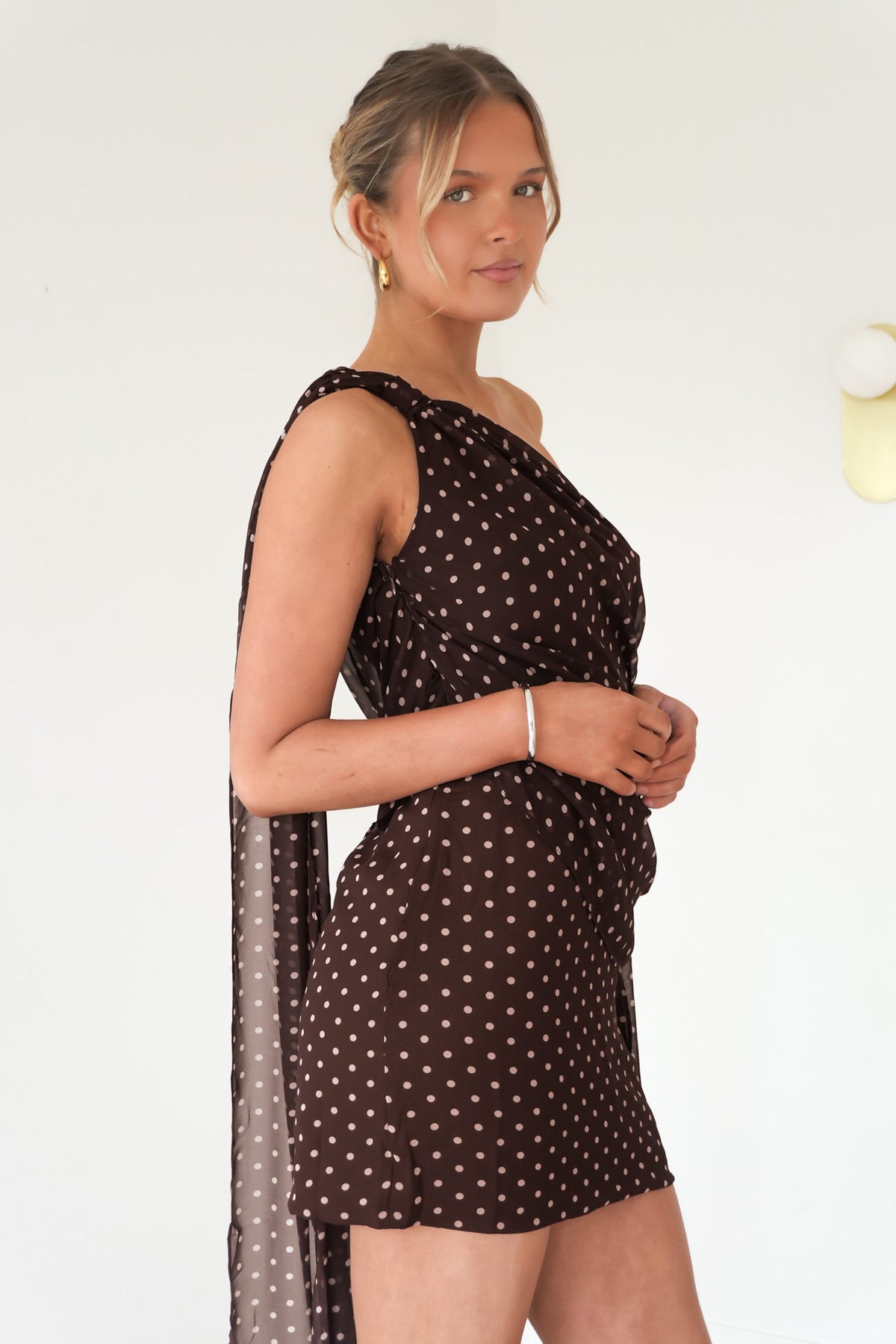 Lucinda Mini Dress Brown Polka Dot