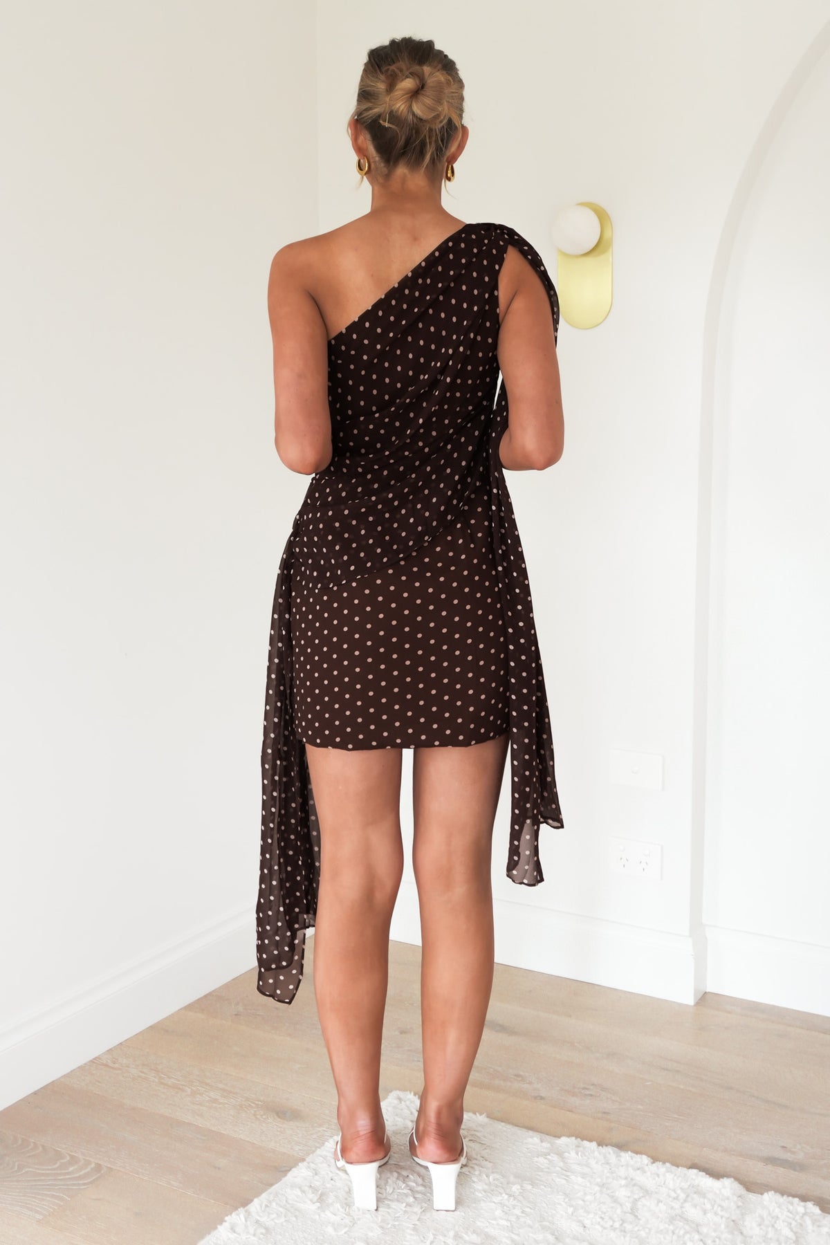Lucinda Mini Dress Brown Polka Dot