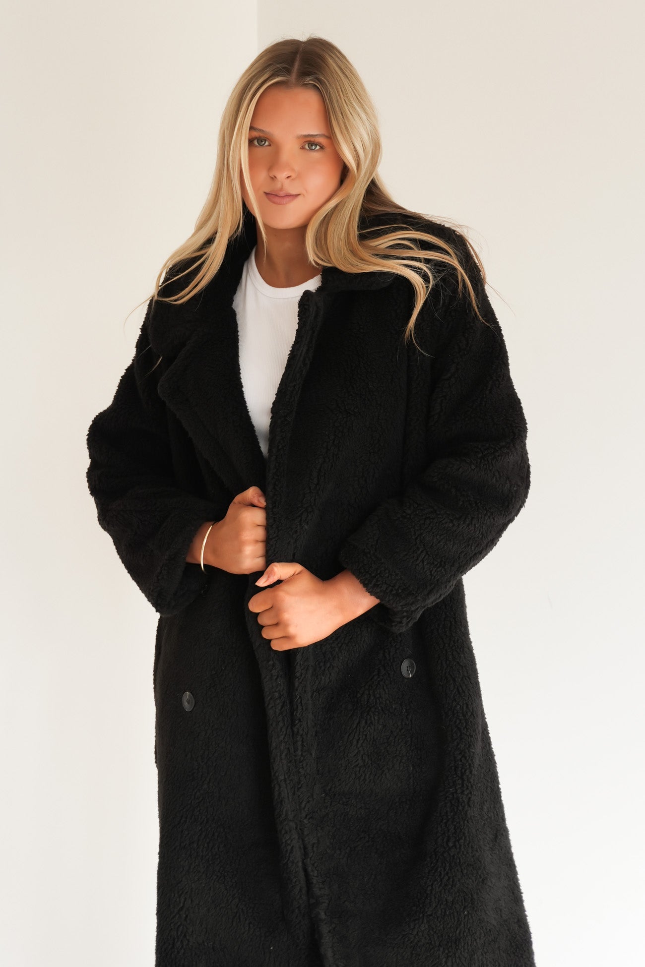 Luisa Teddy Coat Black