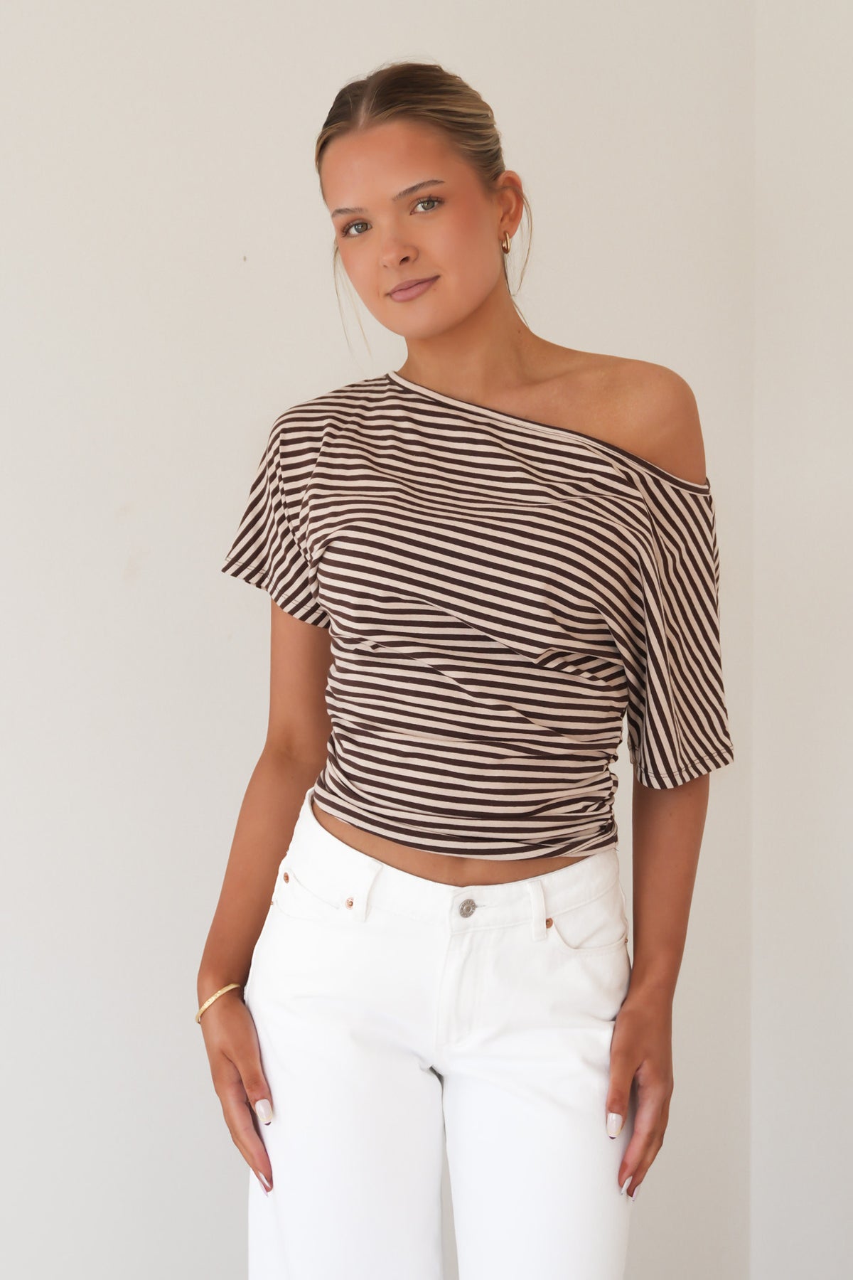 Lune Stripe Top Brown