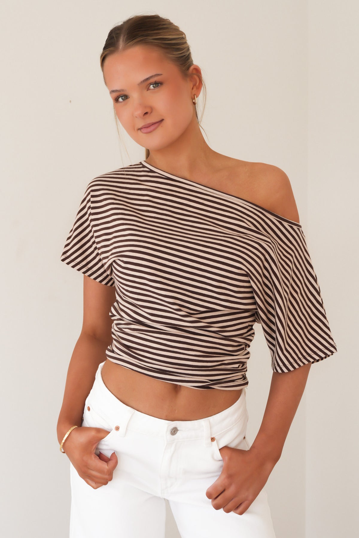 Lune Stripe Top Brown