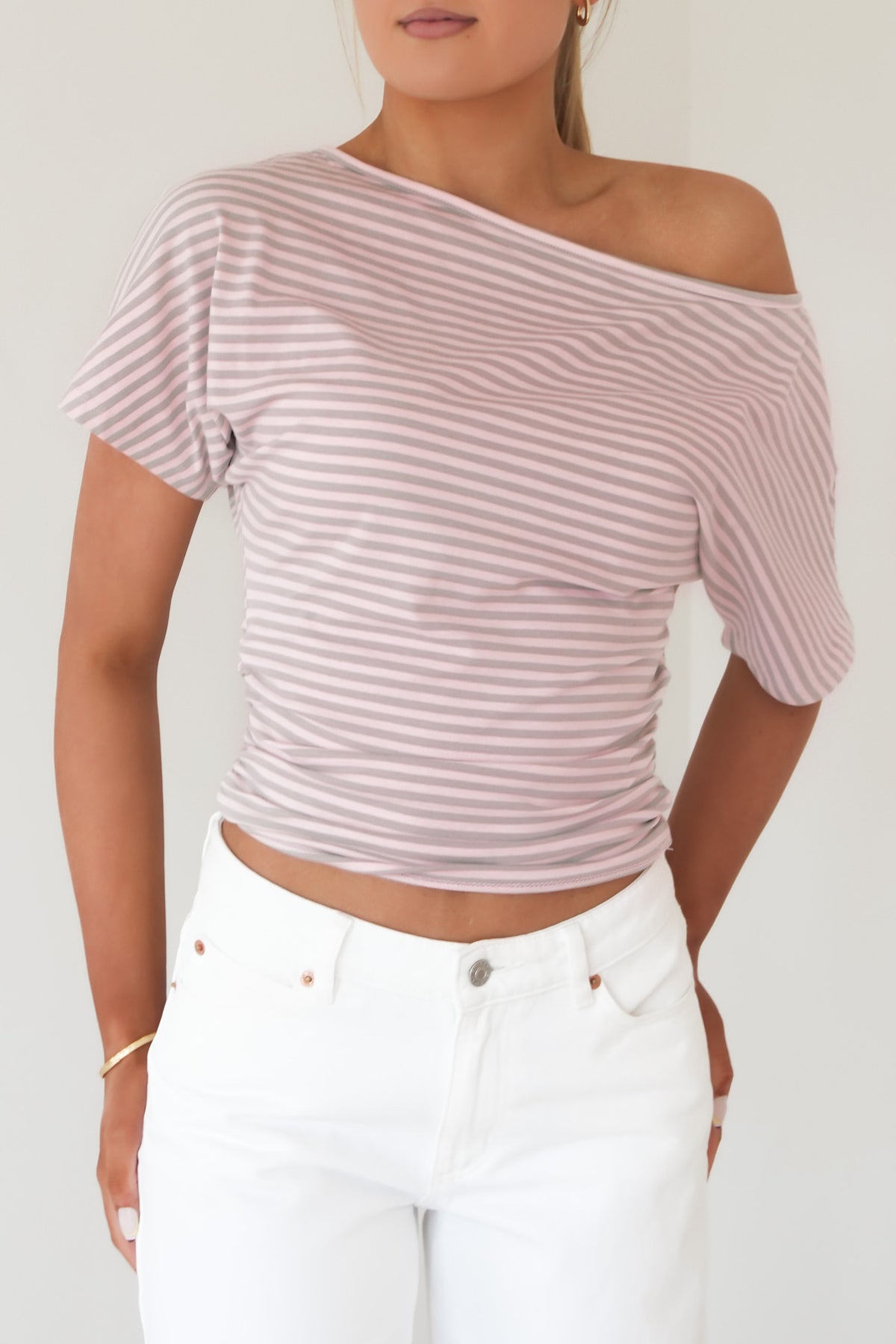 Lune Stripe Top Light Pink