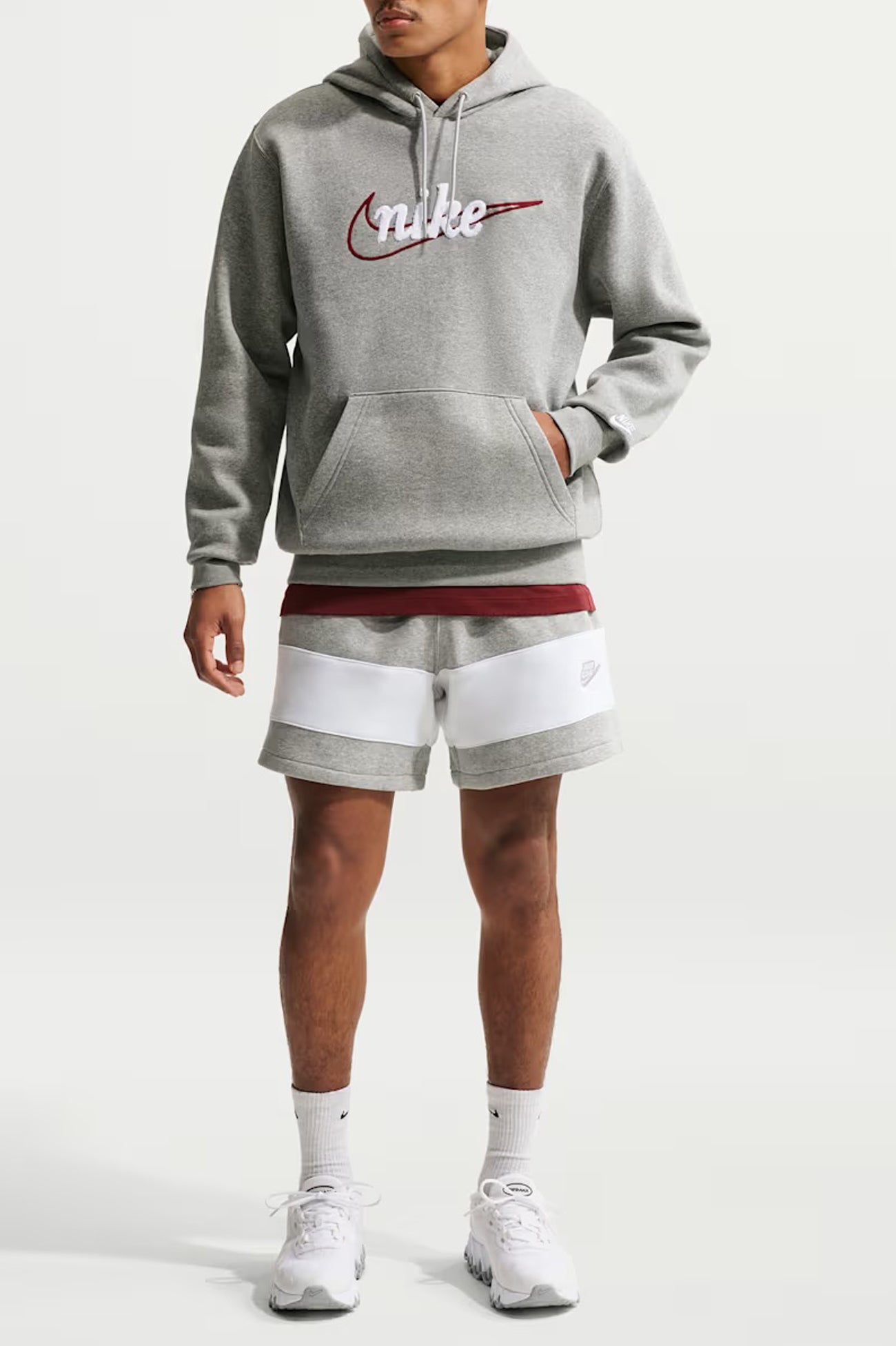 Nike Sportswear Club Hoodie Dark Heather Grey Light Smoke White