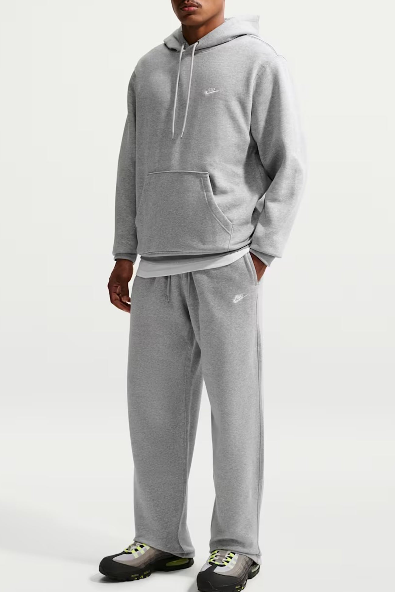 Nike Club Open-Hem Fleece Trousers Dark Grey Heather Light Smoke Grey