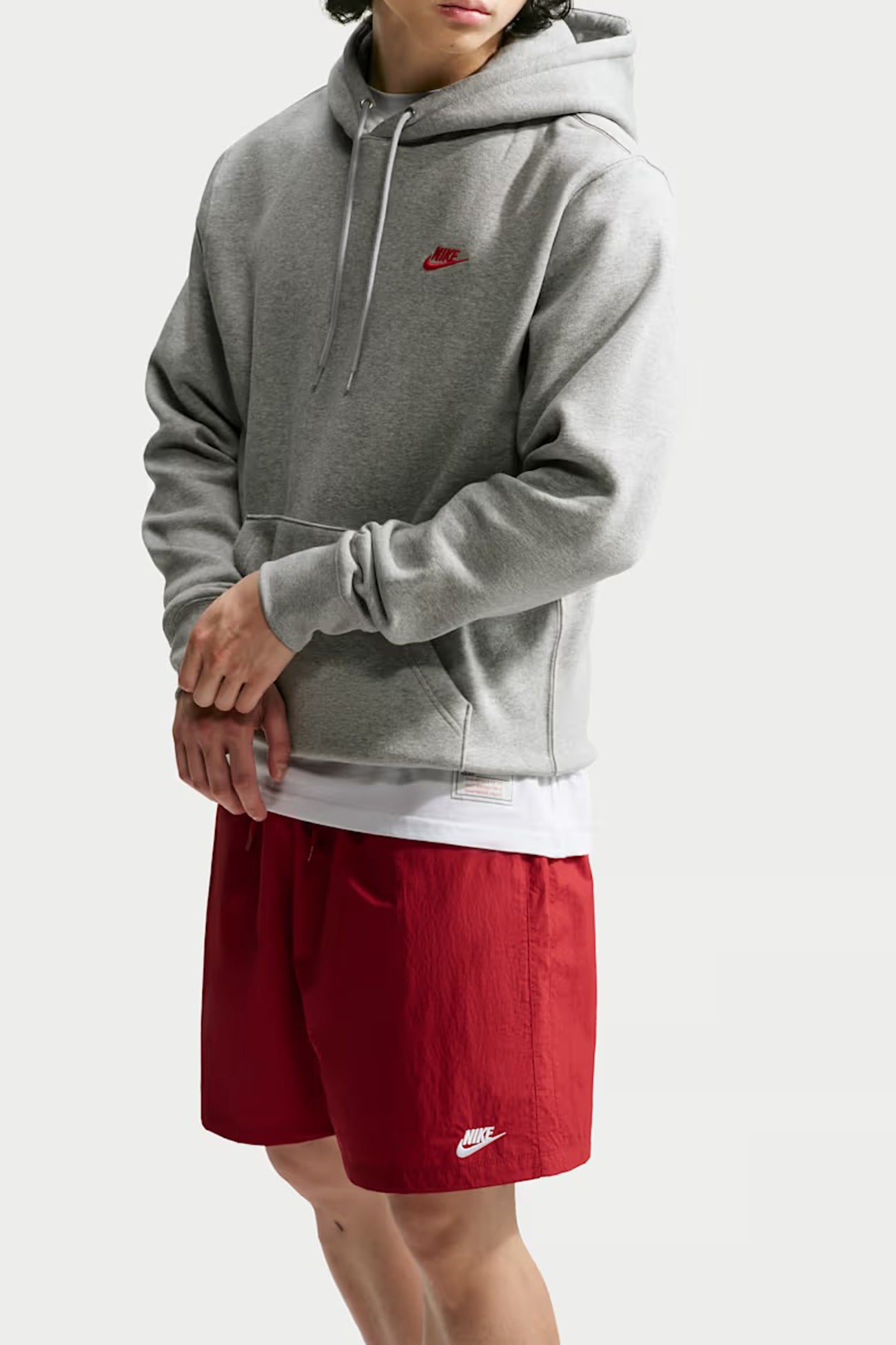 Nike Club BB Pullover Fleece Hoodie Dark Grey Heather University Red