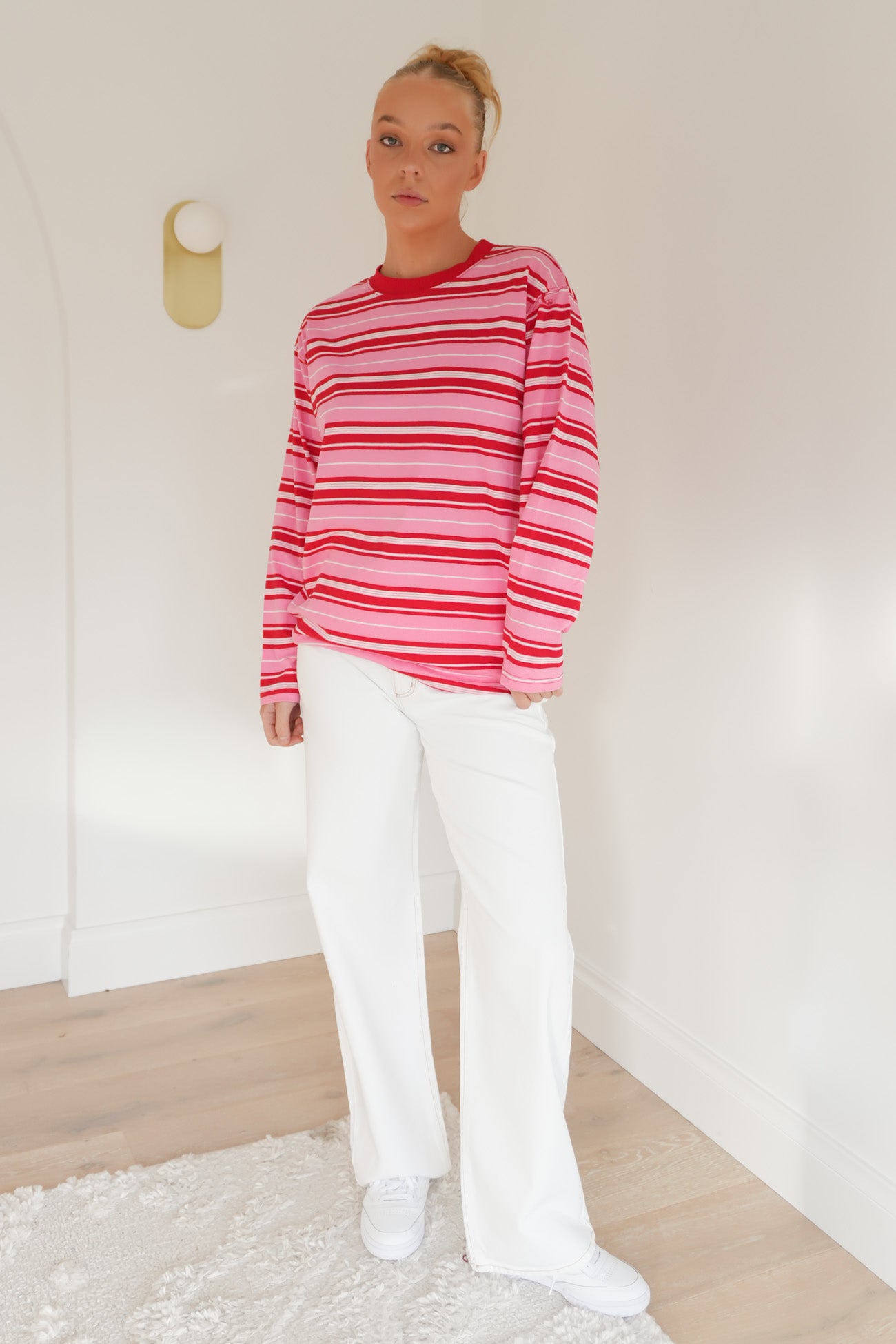 Maddie Long Sleeve Tee Pink Red