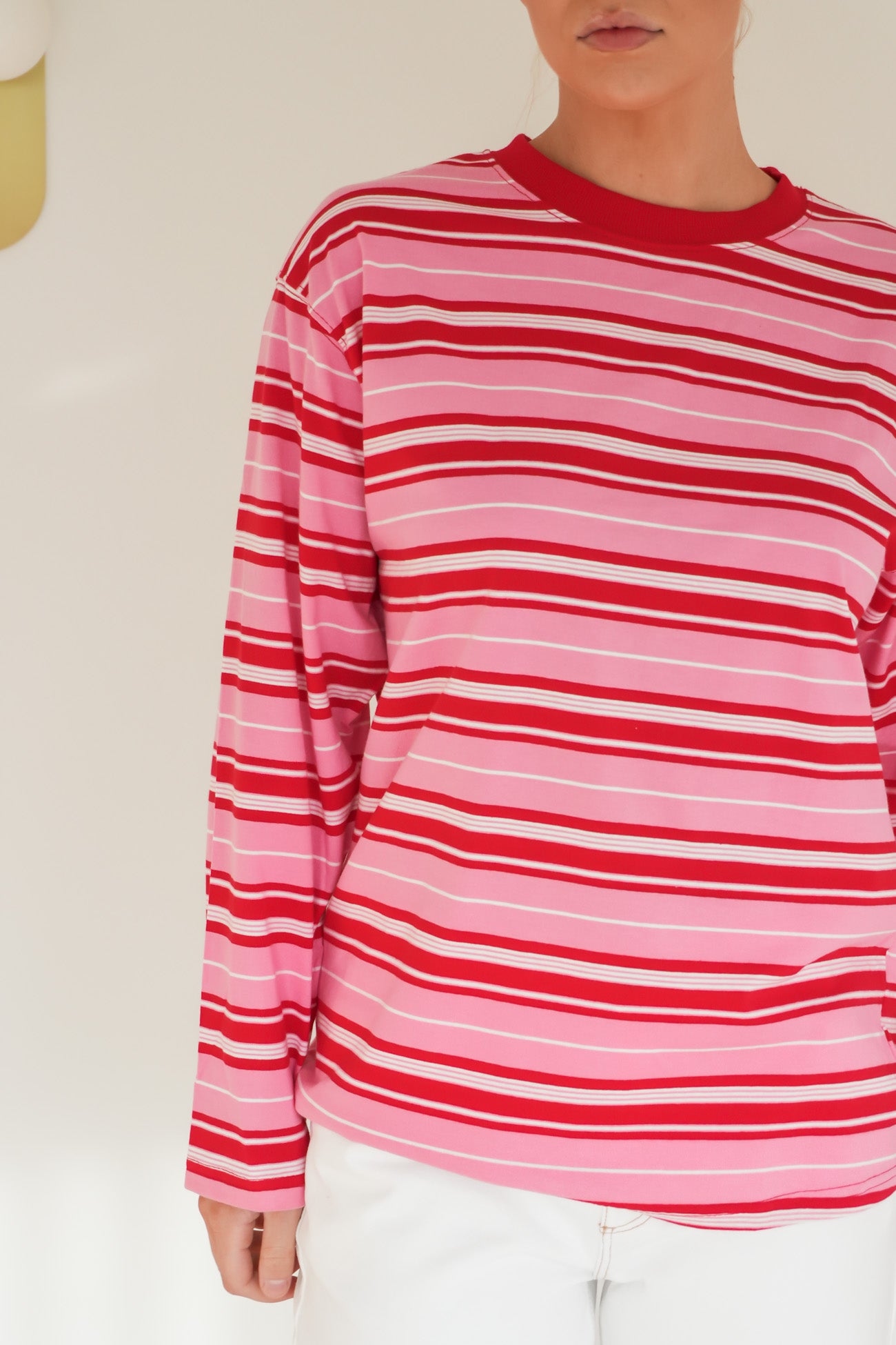 Maddie Long Sleeve Tee Pink Red
