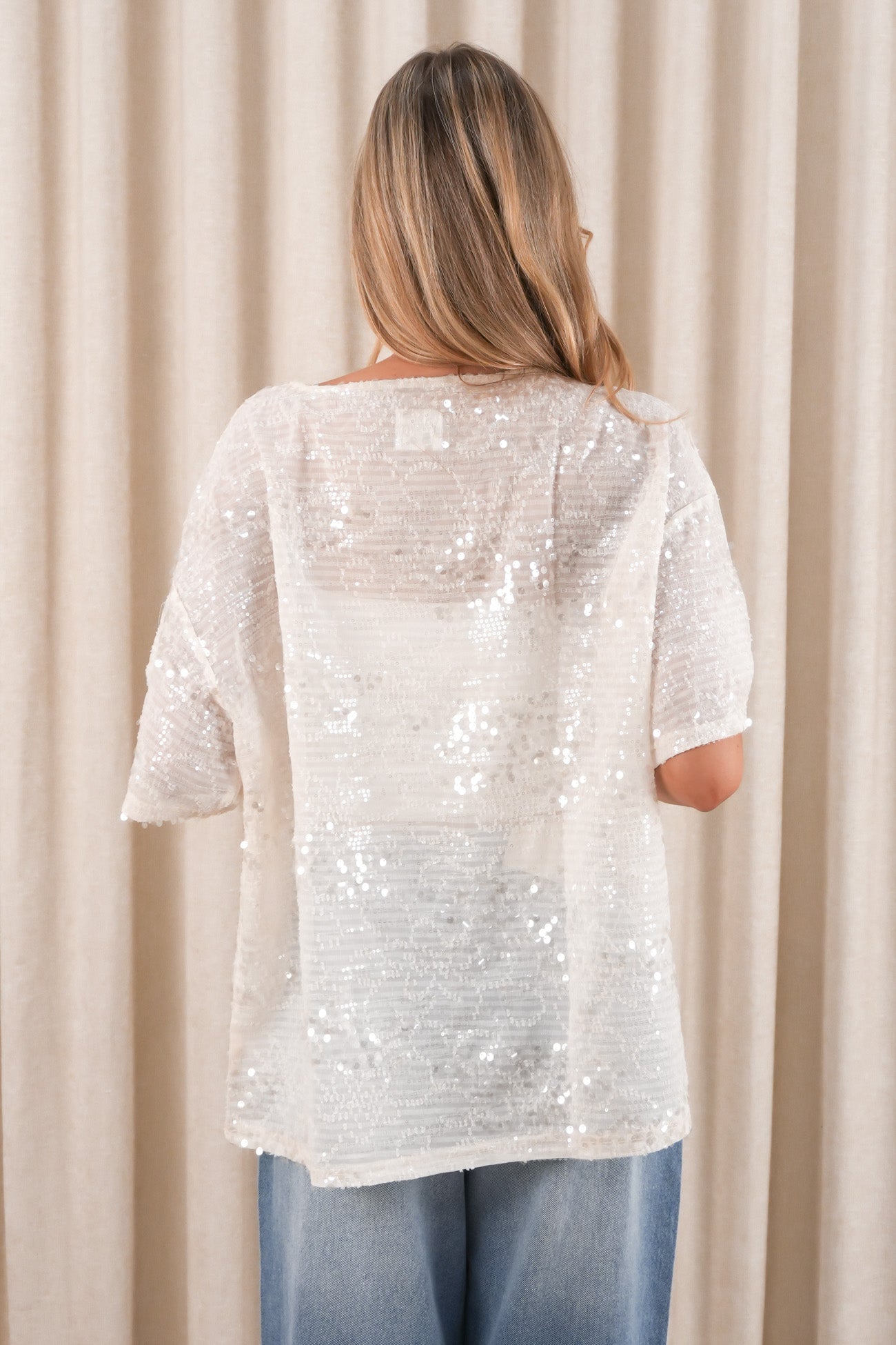 Madisyn Sequin Tee Cream