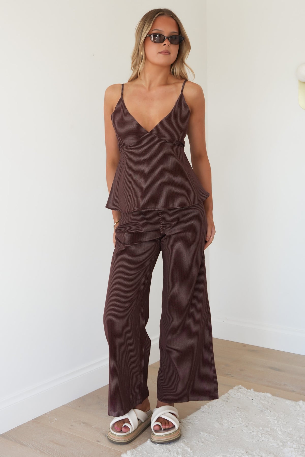Maeve Pant Chocolate Pinstripe