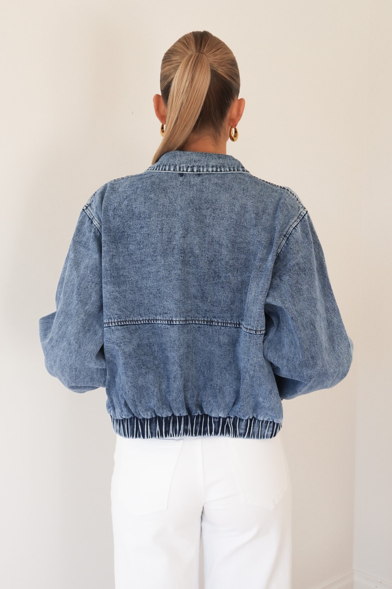 Mariah Denim Bomber Mid Wash Blue