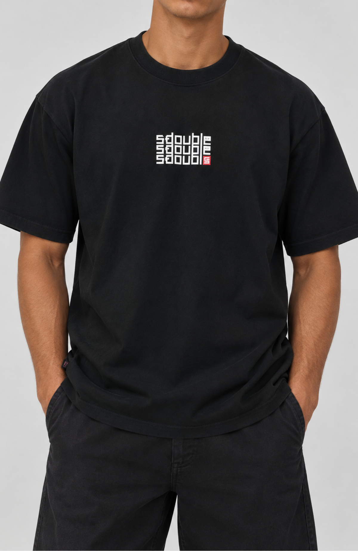 Triple Block T-Shirt Overdye Black