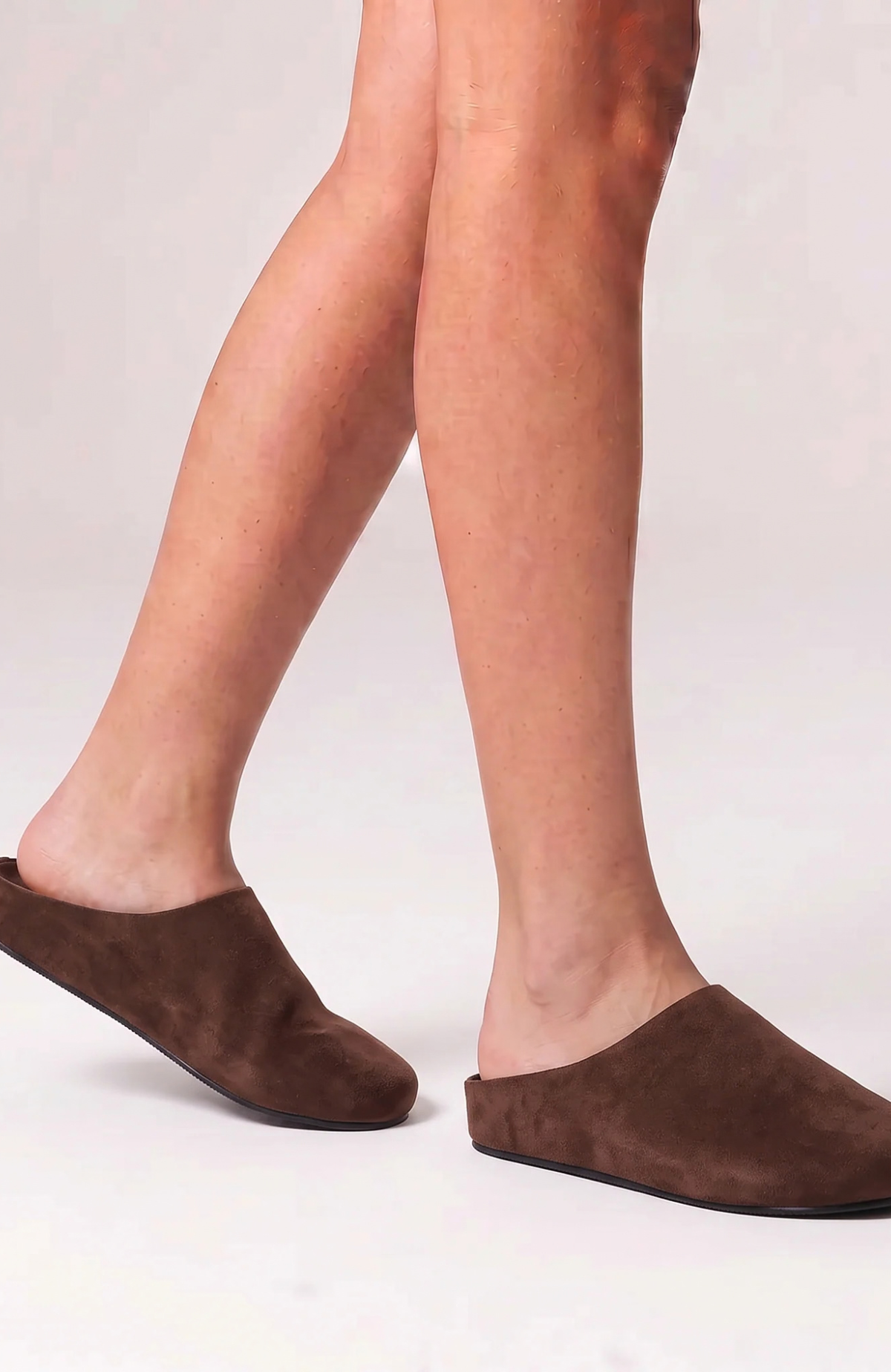 Terry Closed Toe Mules Chocolate Brown Micro