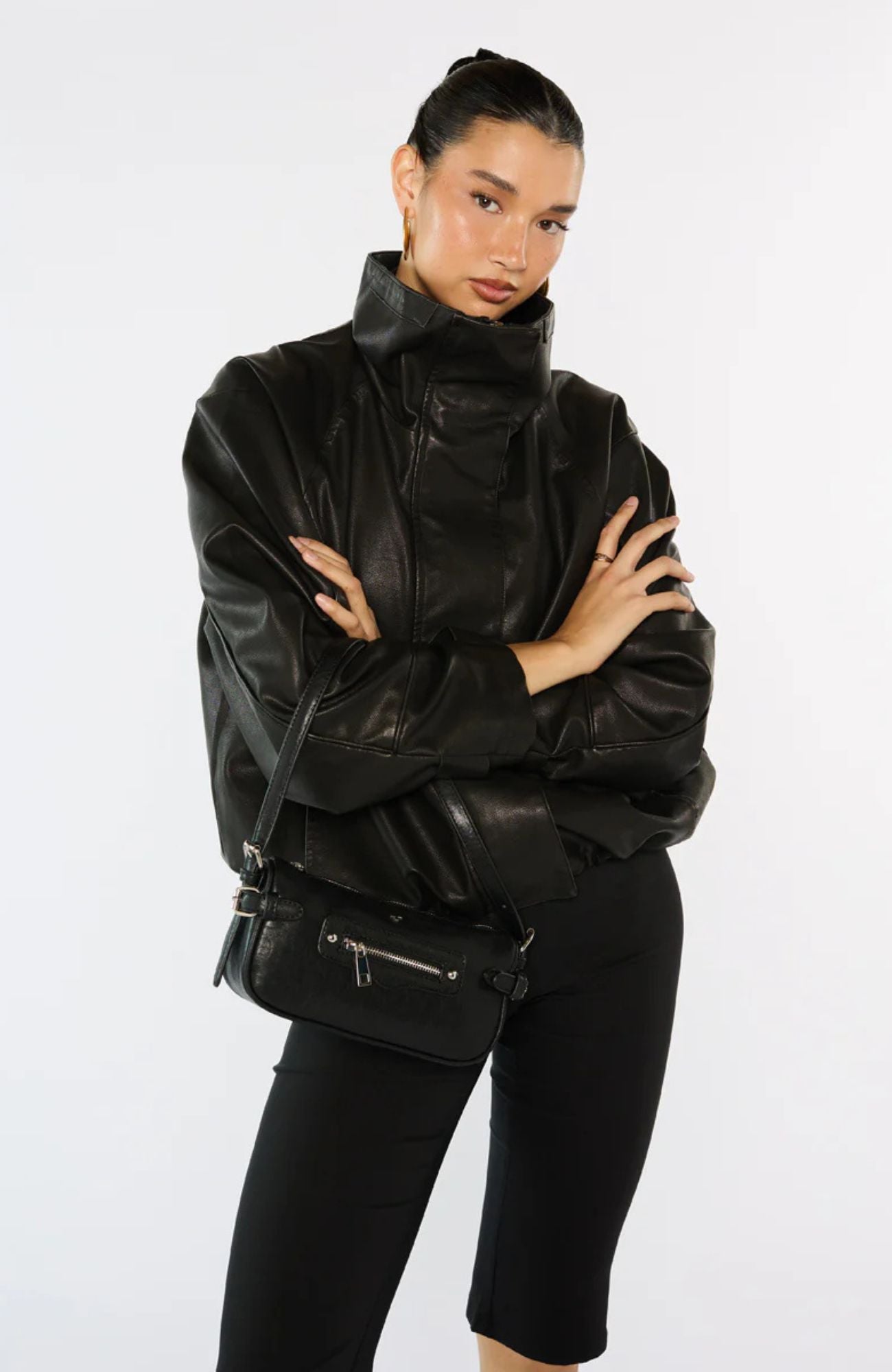 Cardi Bag Black Grain Silver
