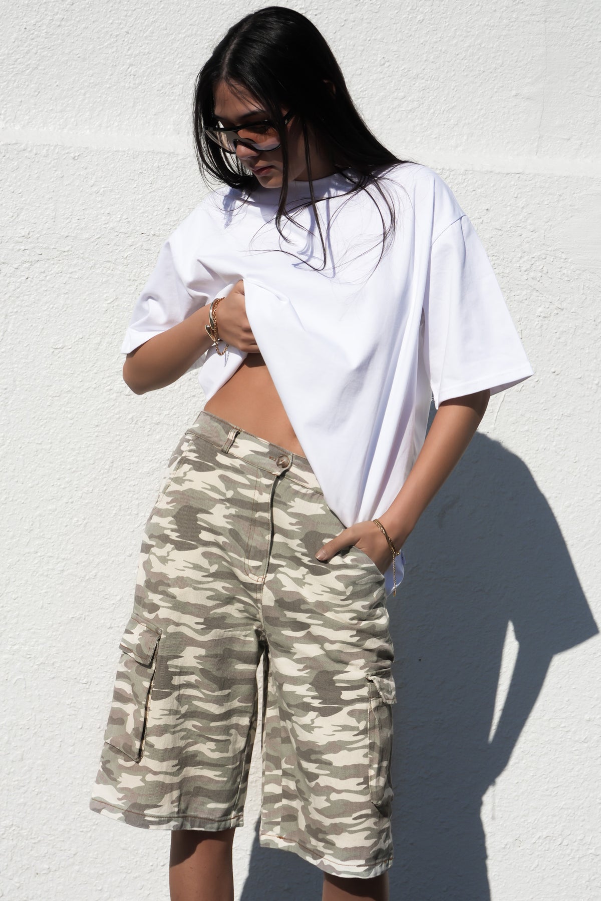 Marlena Cargo Jort Light Camo