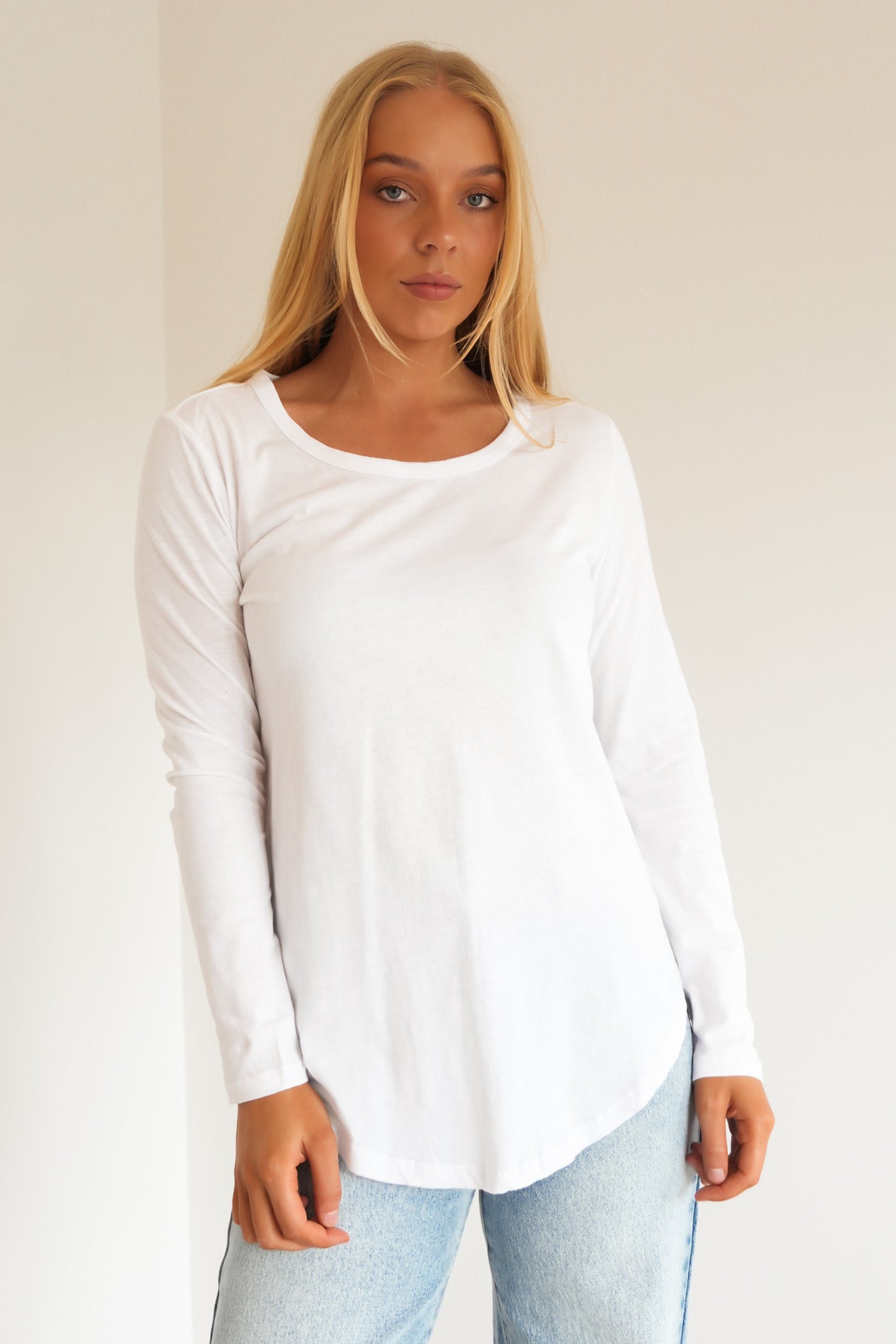 Megan Long Sleeve Top White