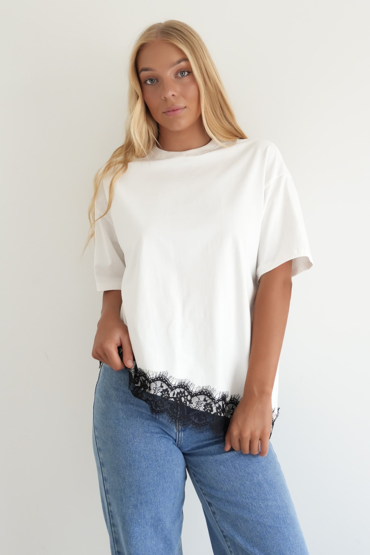 Melanie Lace Tee White