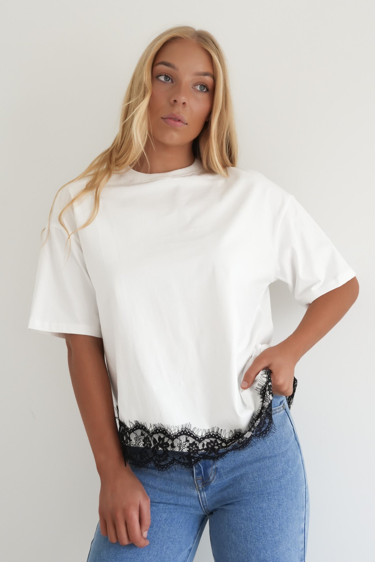 Melanie Lace Tee White