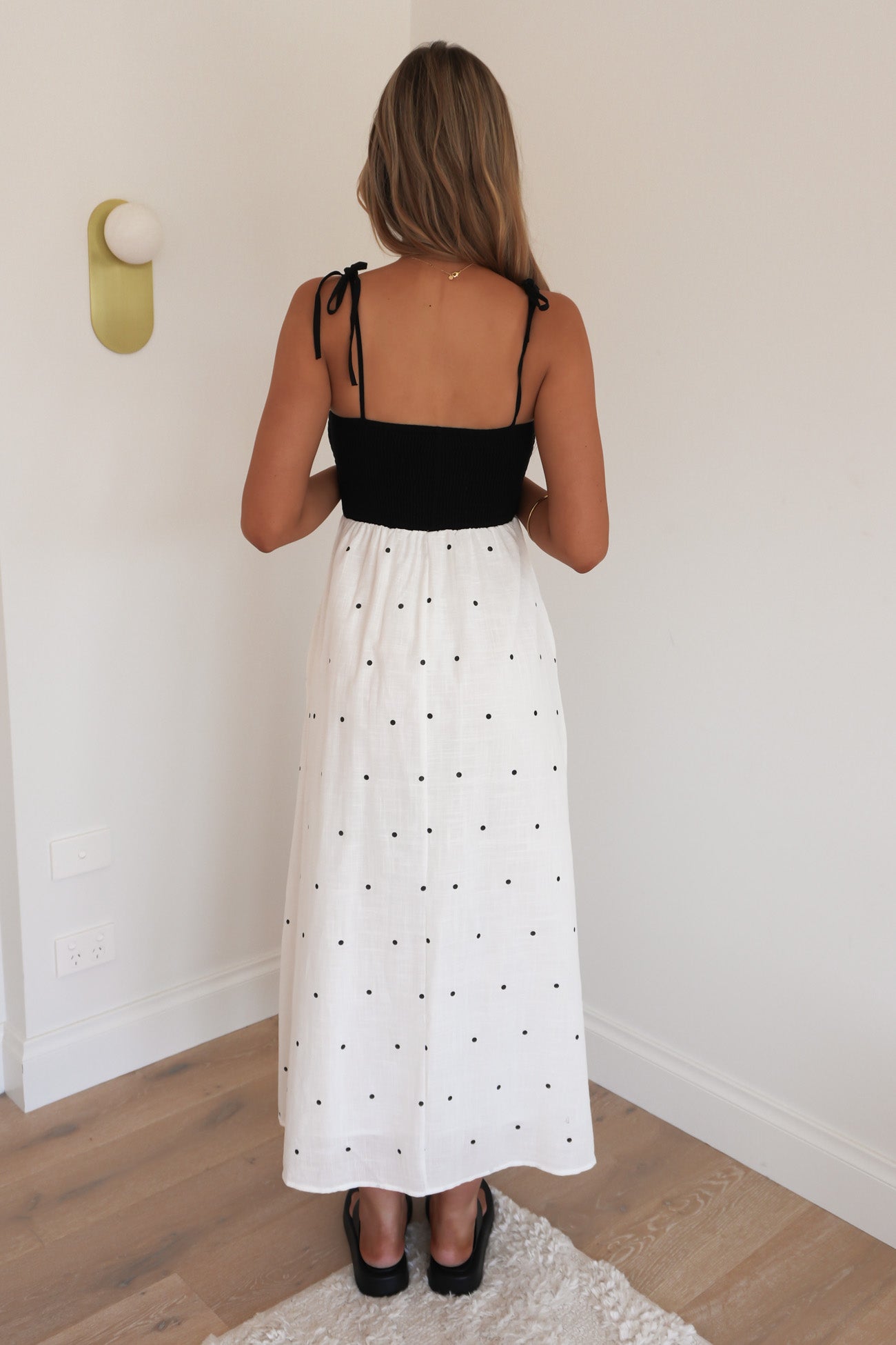 Merrick Maxi Dress Black White Polka Dot