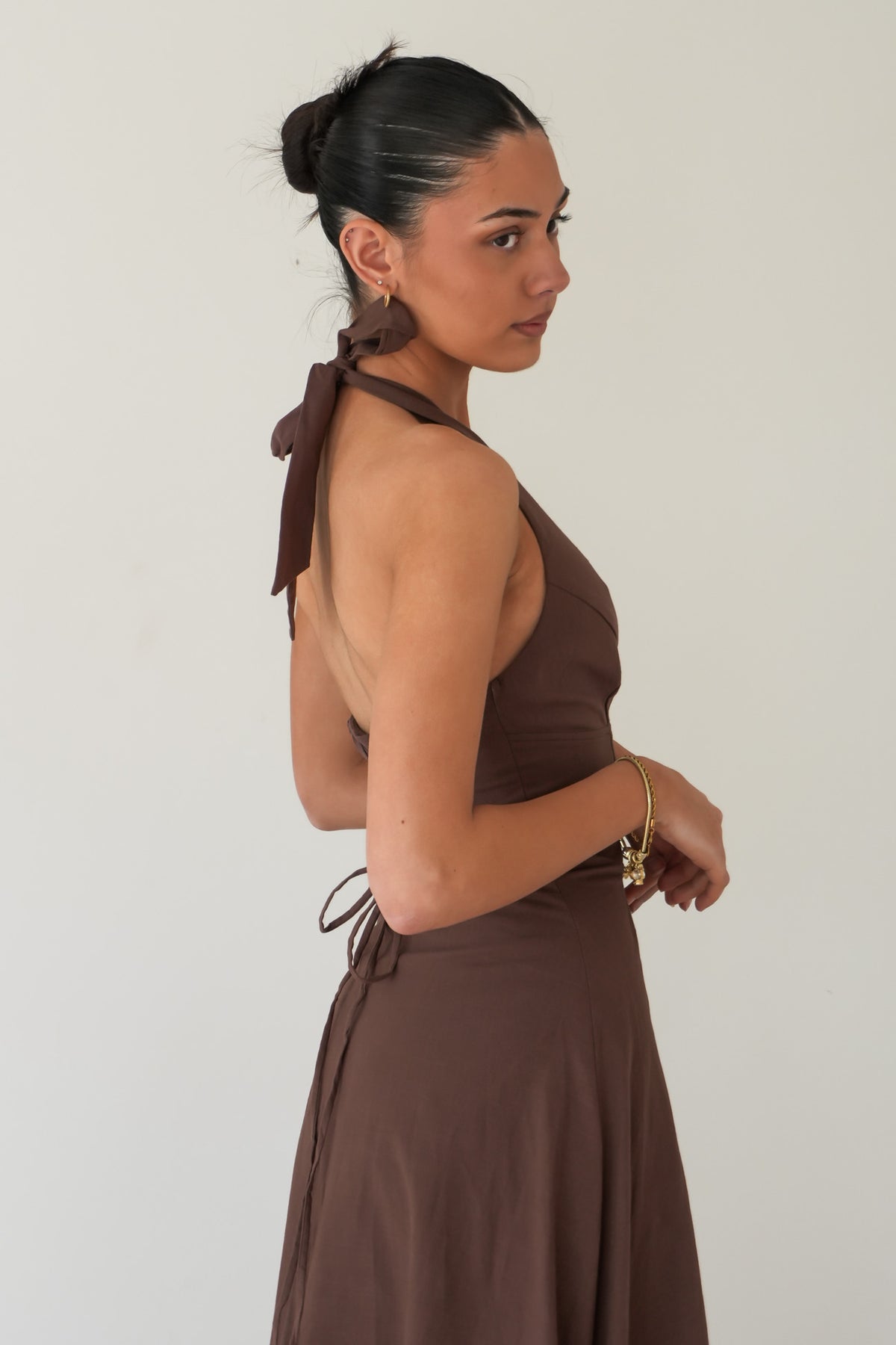 Merritt Halter Maxi Dress Chocolate