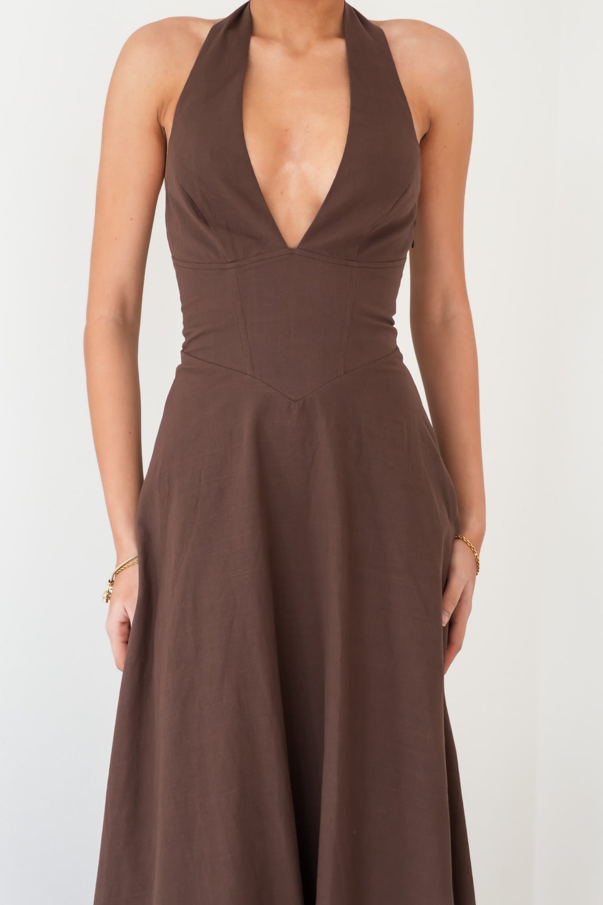 Merritt Halter Maxi Dress Chocolate