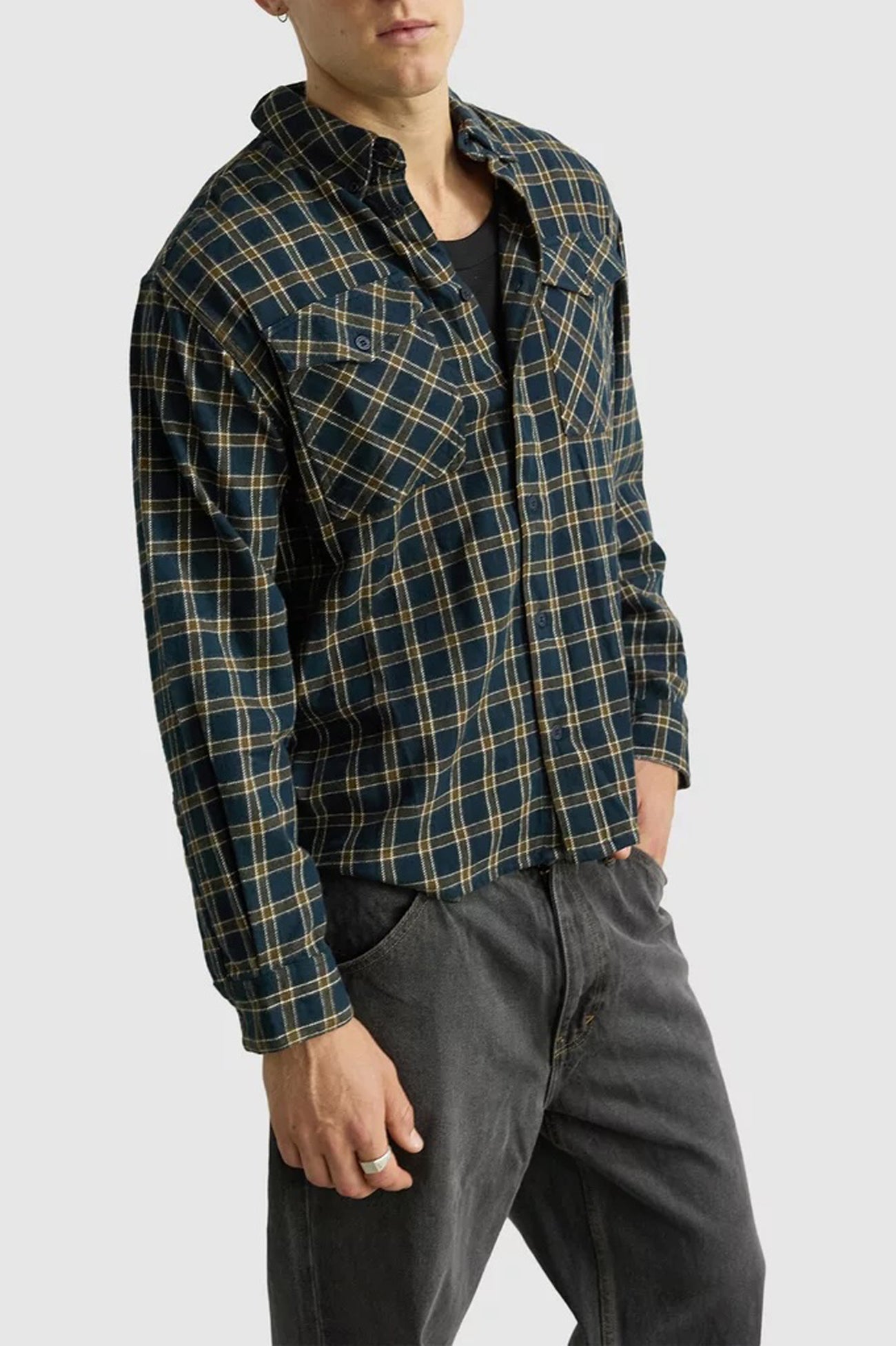 Mickey Check Long Sleeve Shirt Dark Navy