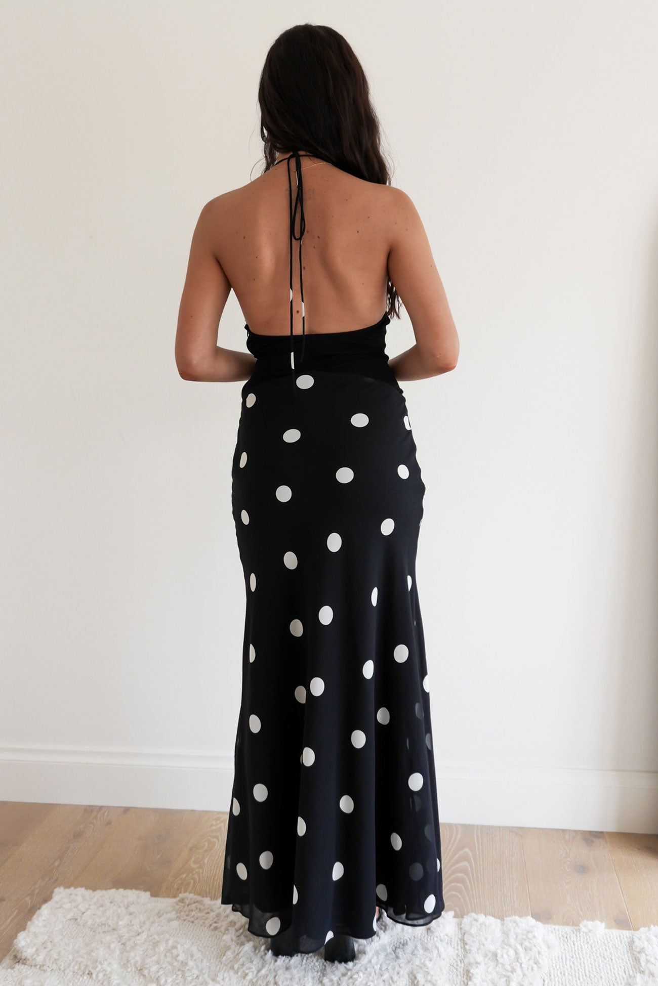 Mikayla Maxi Dress Black Polka Dot