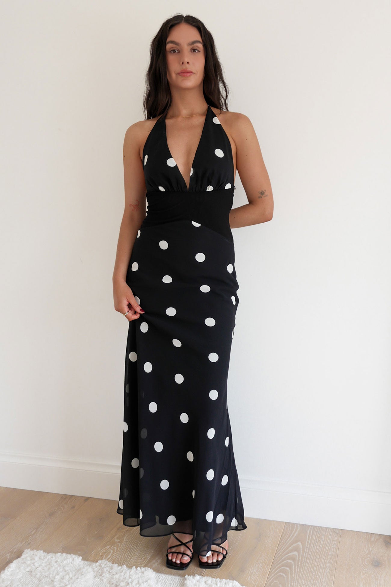 Mikayla Maxi Dress Black Polka Dot