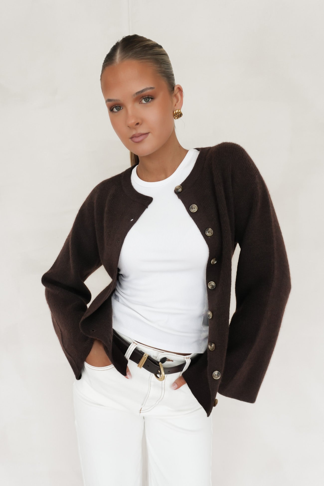 Milan Button Knit Chocolate