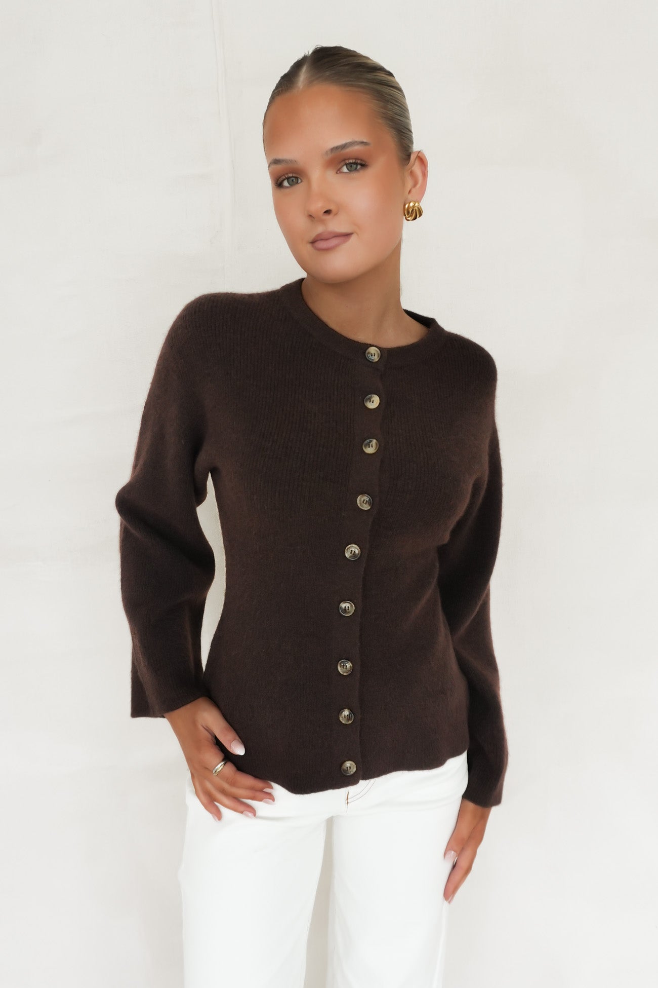Milan Button Knit Chocolate
