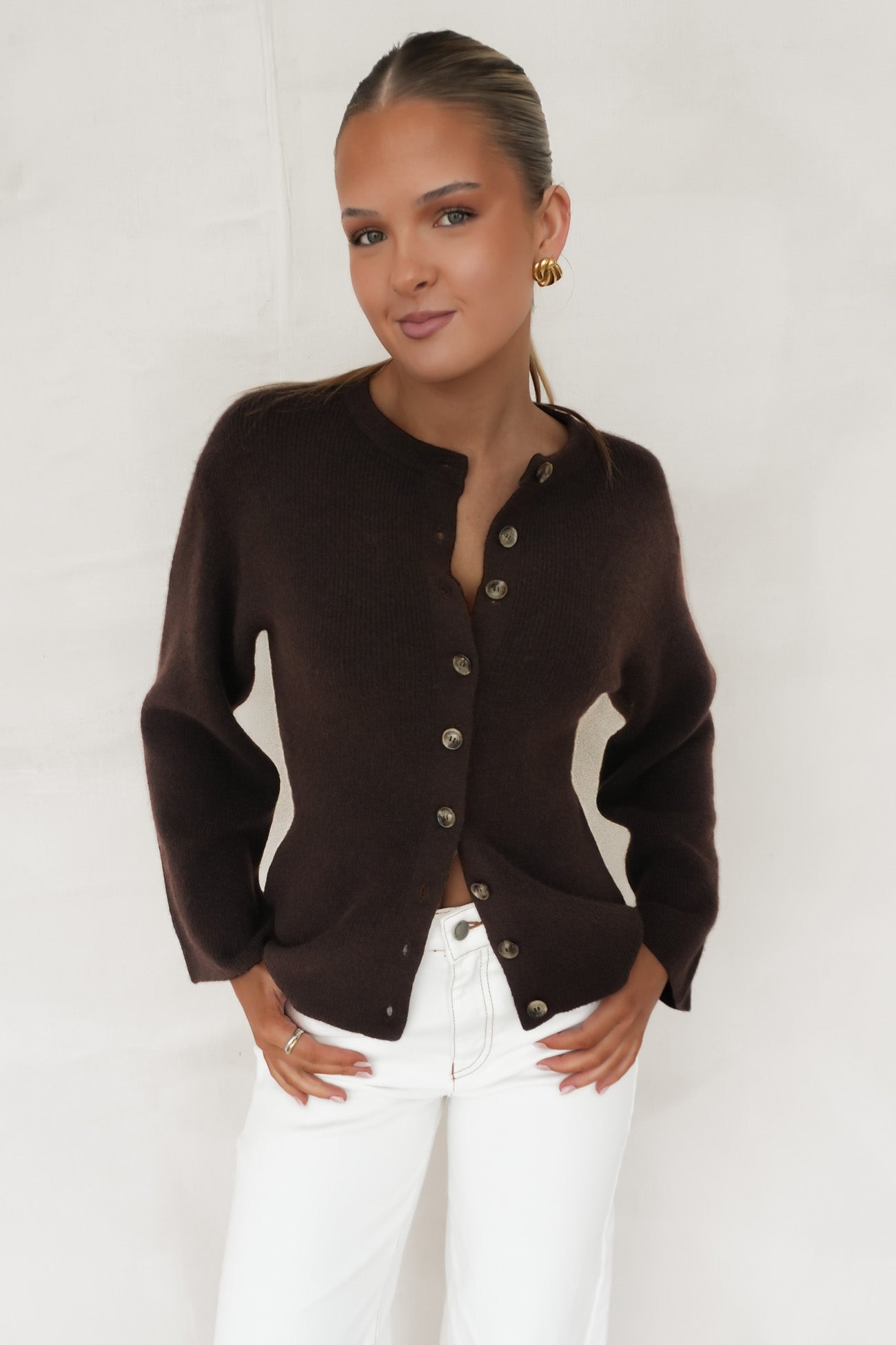 Milan Button Knit Chocolate