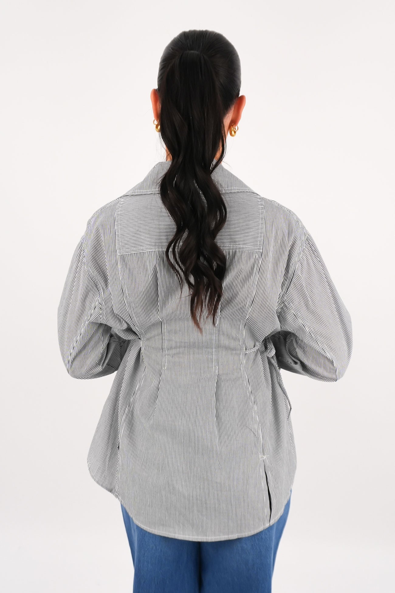 Milea Shirt Navy White Stripe