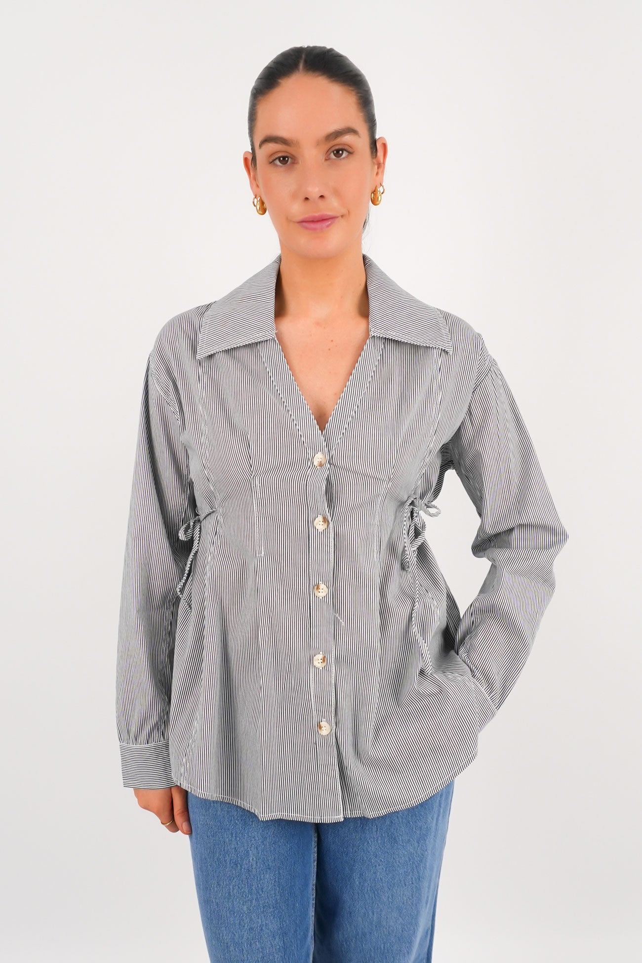 Milea Shirt Navy White Stripe