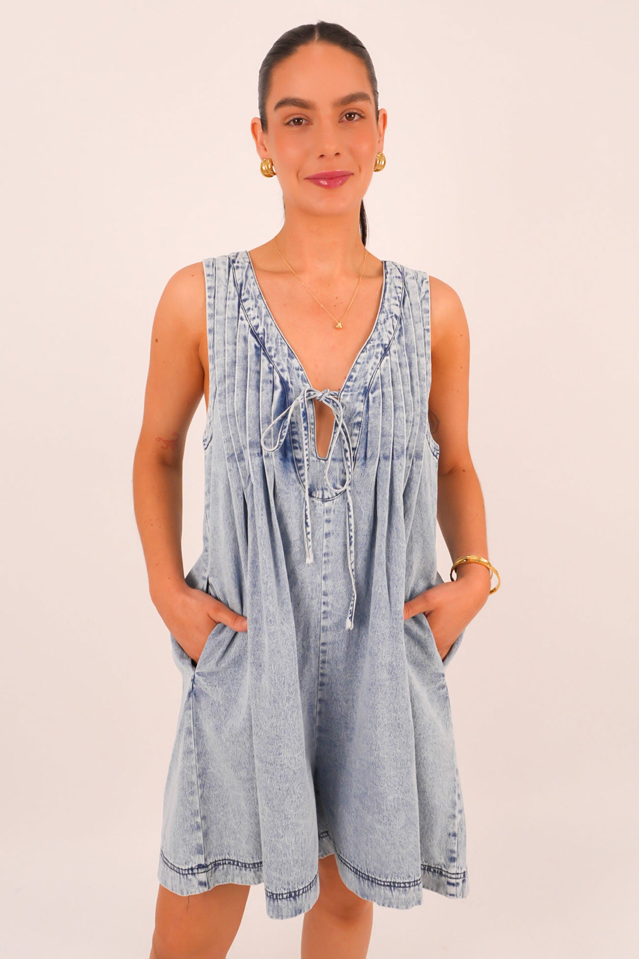 Milo Denim Playsuit Light Blue