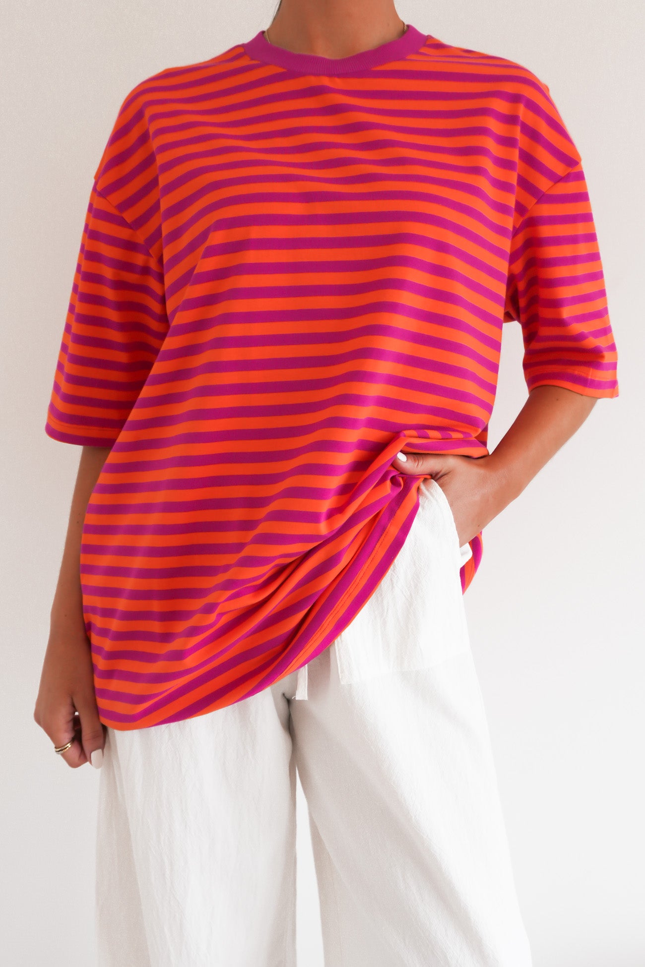 Mimi Tee Magenta Stripe